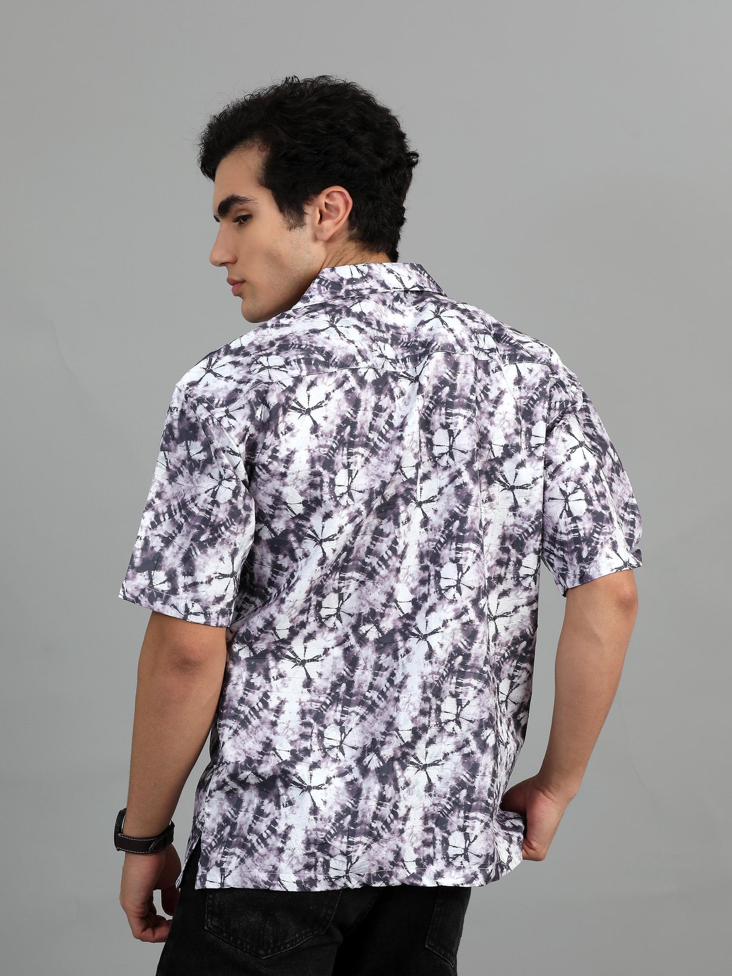 Bangkok White lavender printed shirt