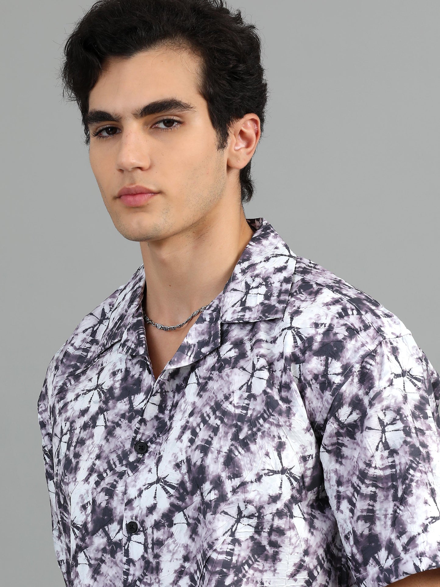 Bangkok White lavender printed shirt