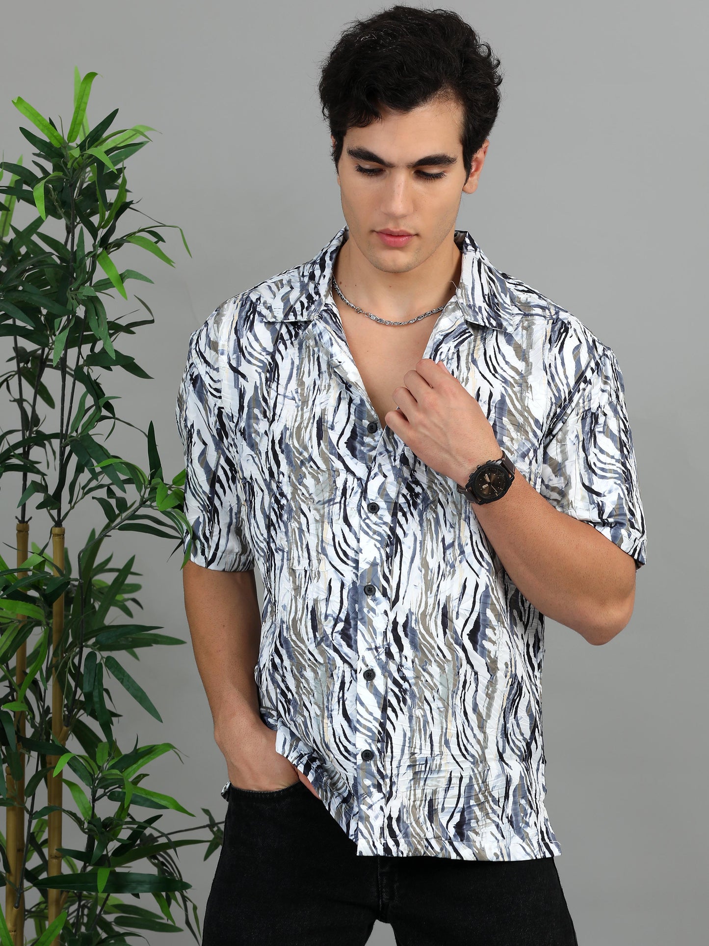 Bangkok grey blue printed shirt