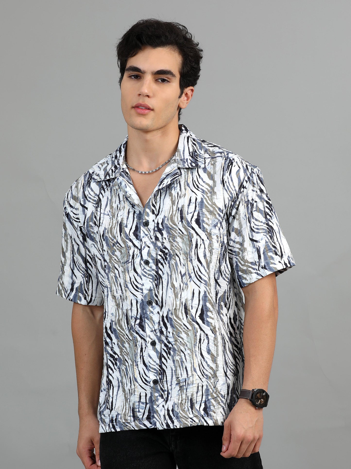 Bangkok grey blue printed shirt