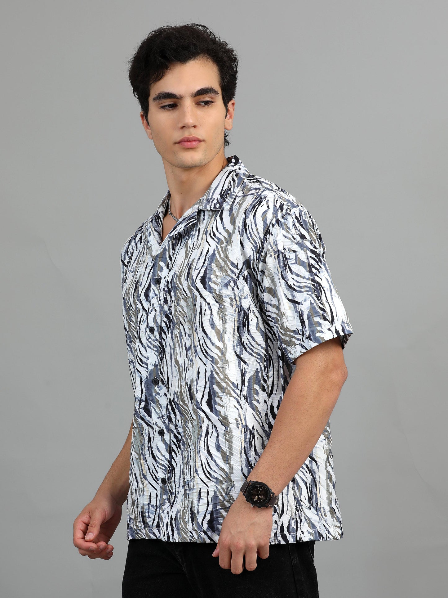 Bangkok grey blue printed shirt