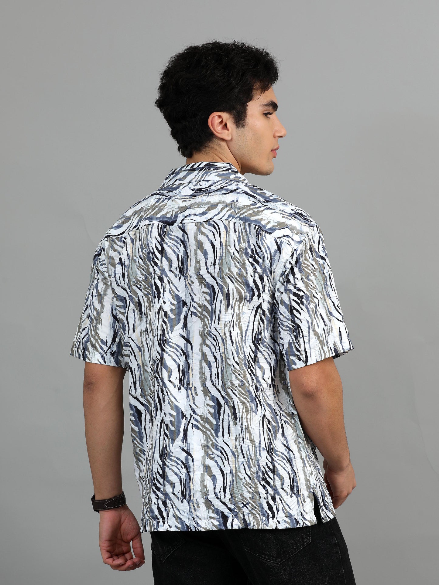 Bangkok grey blue printed shirt