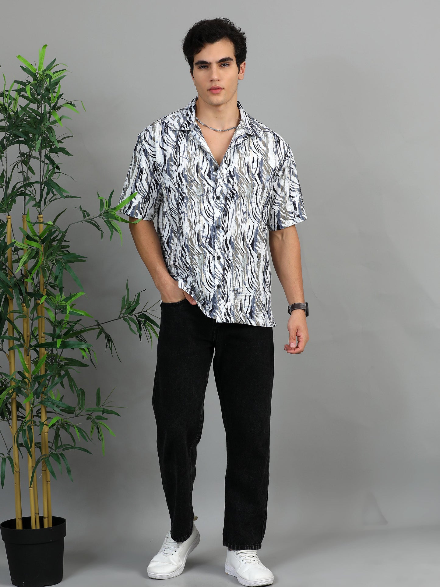 Bangkok grey blue printed shirt