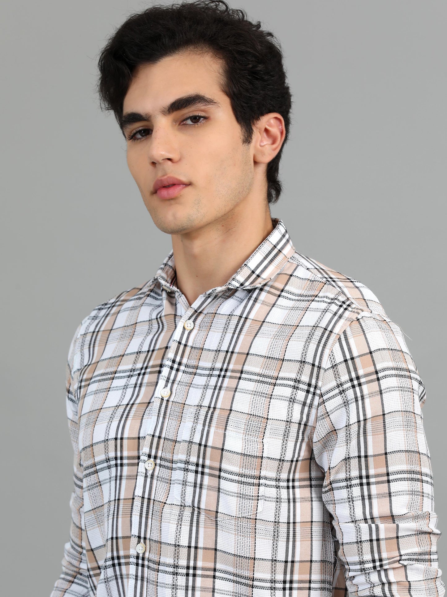 Hanoi Oyster pink white Timeless check shirt