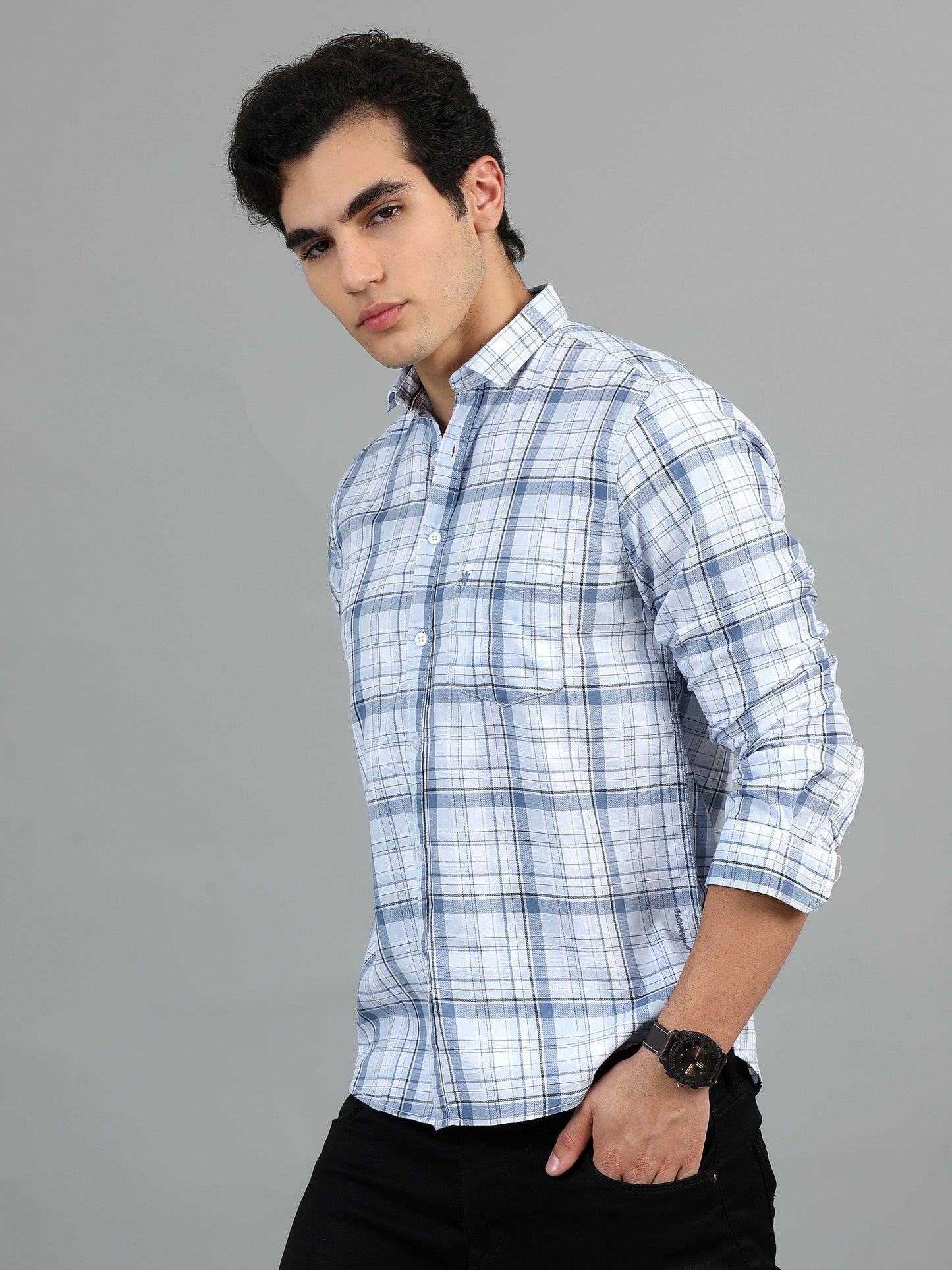 Darwin Titan White and blue Timeless check shirt