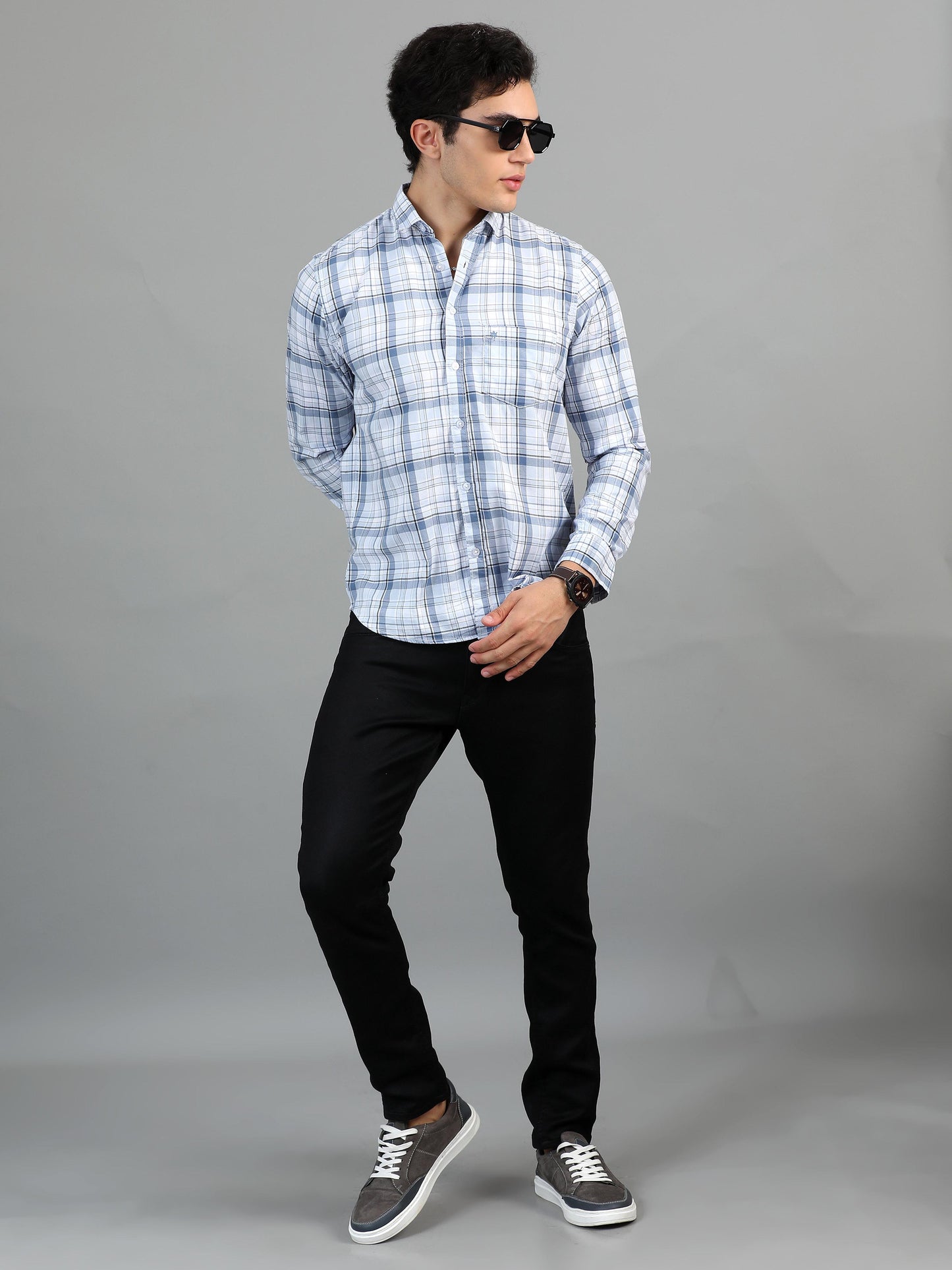 Darwin Titan White and blue Timeless check shirt