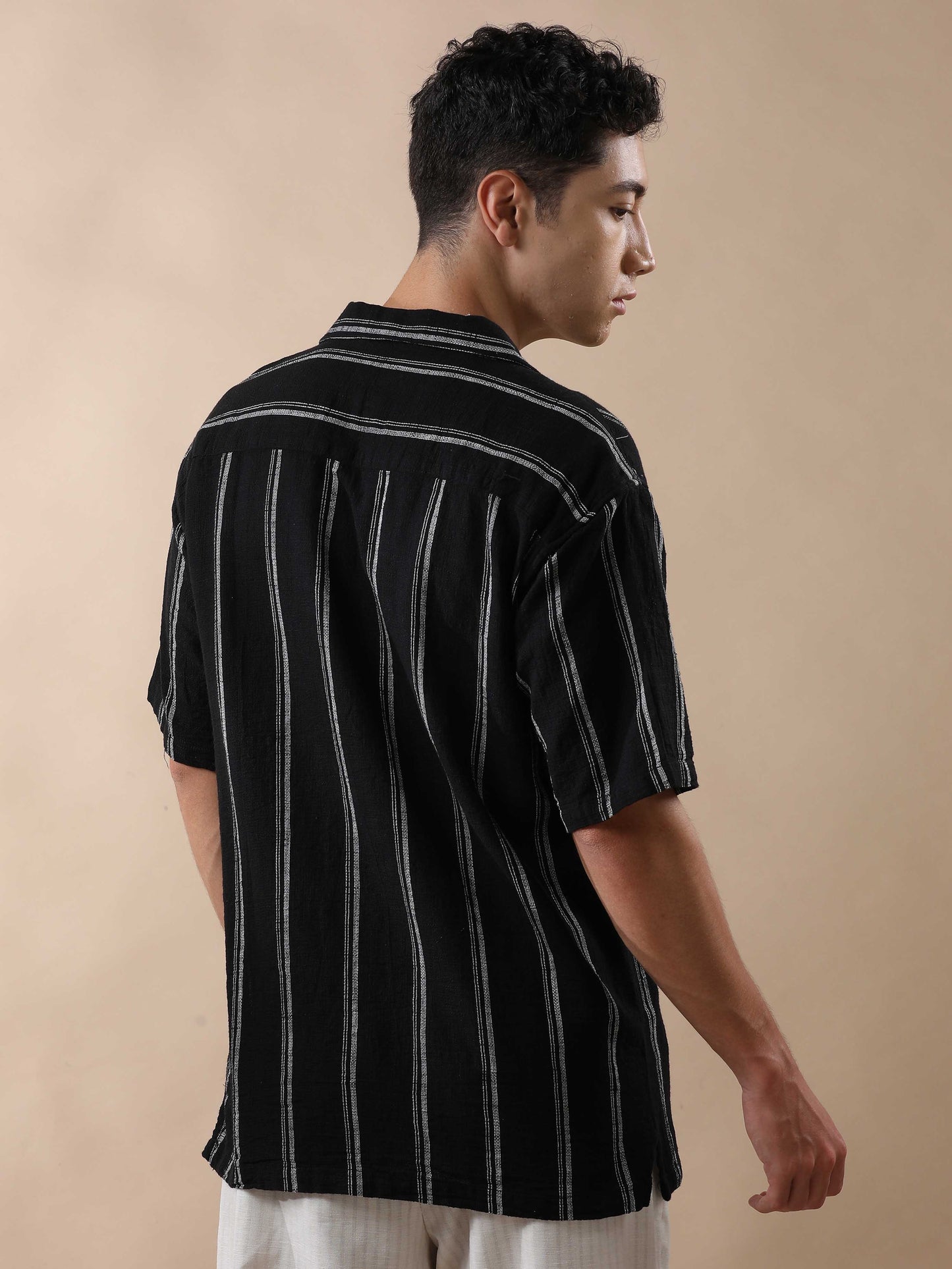 Dobby Stripes Cuban Collar Shirt