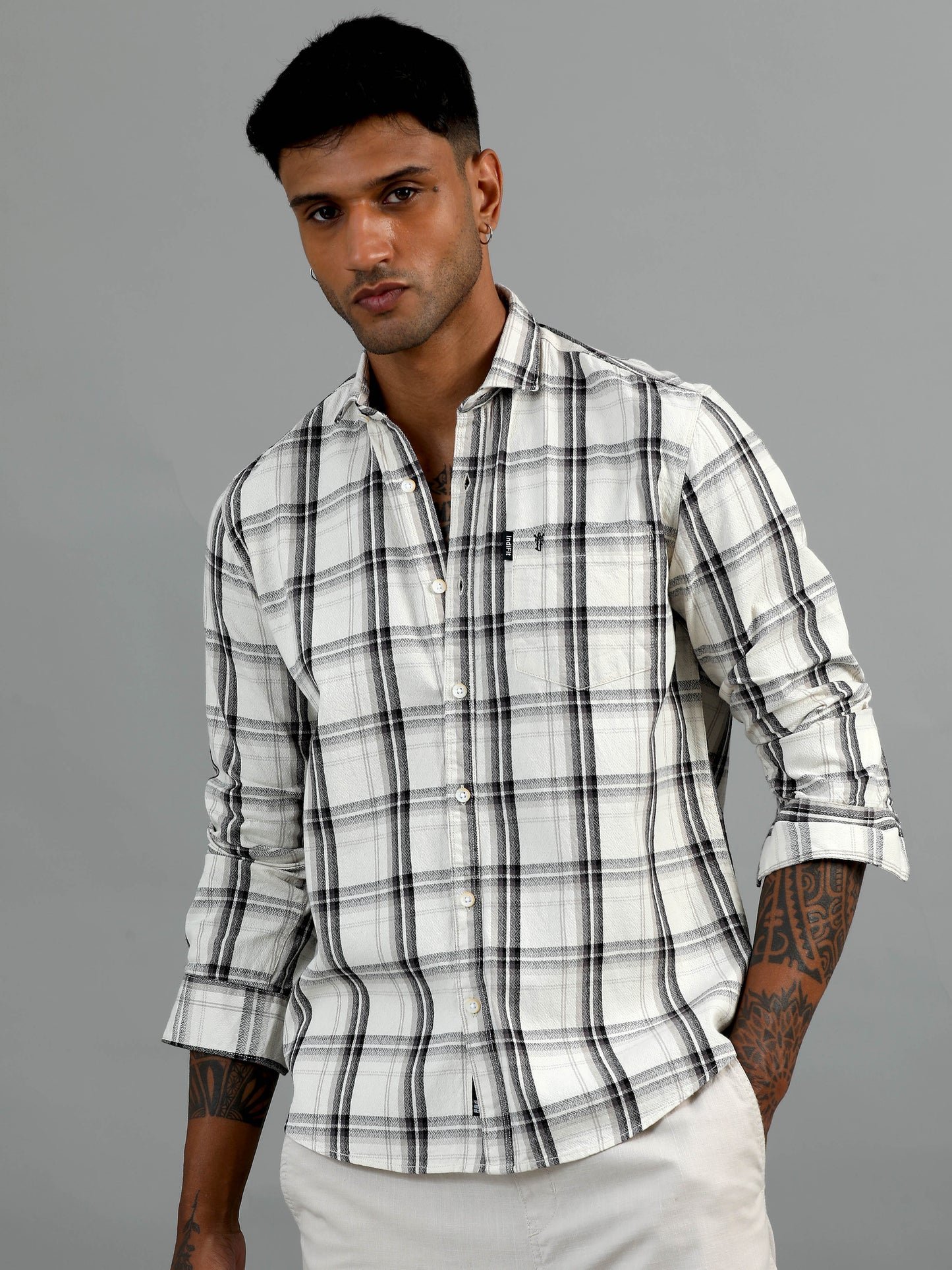 Scuderia White Checks Shirt