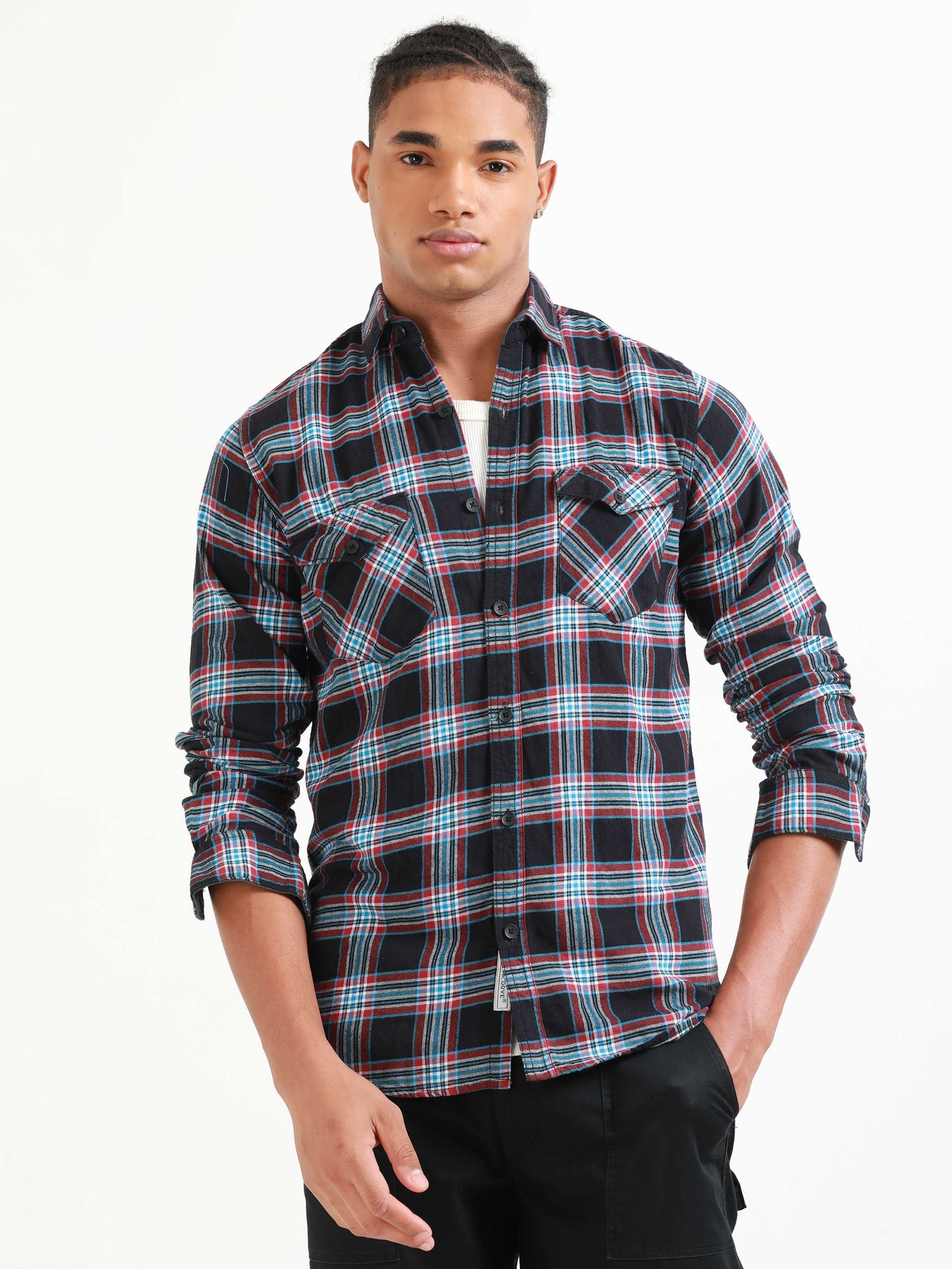 Freetown Red & Blue Checks Hoodie Shirt