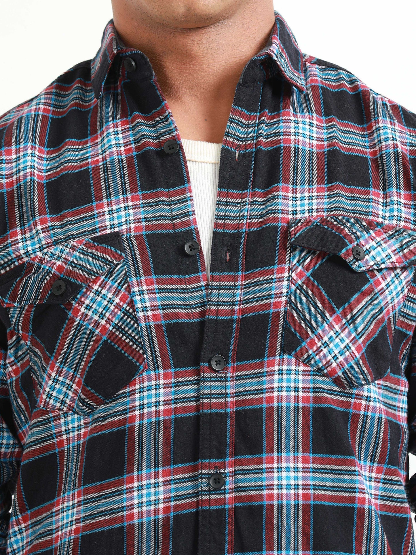 Freetown Red & Blue Checks Hoodie Shirt