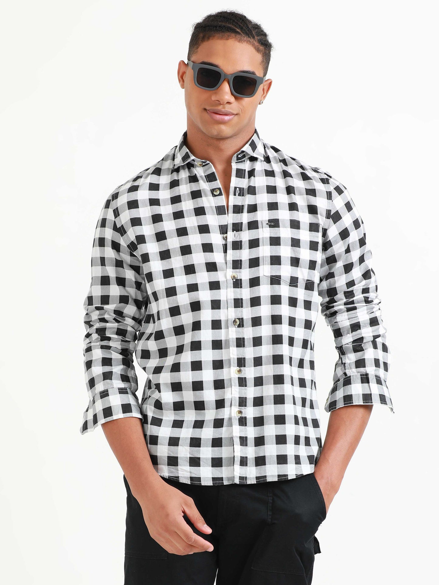 Ufa White & Black Check Shirt