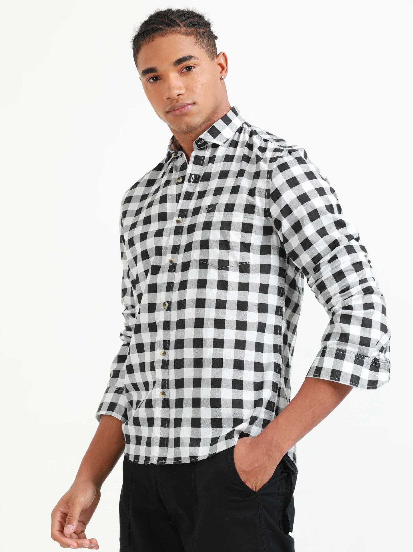 Ufa White & Black Check Shirt