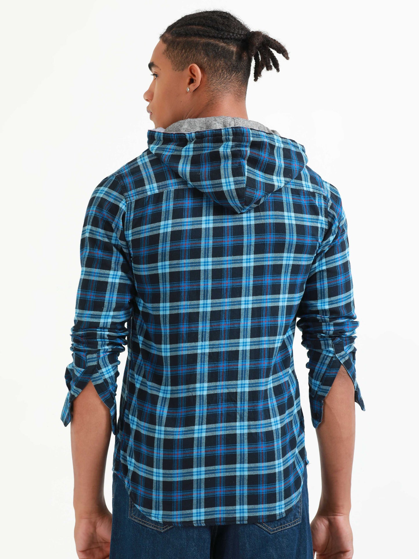 Freetown Blue Checks Hoodie Shirt