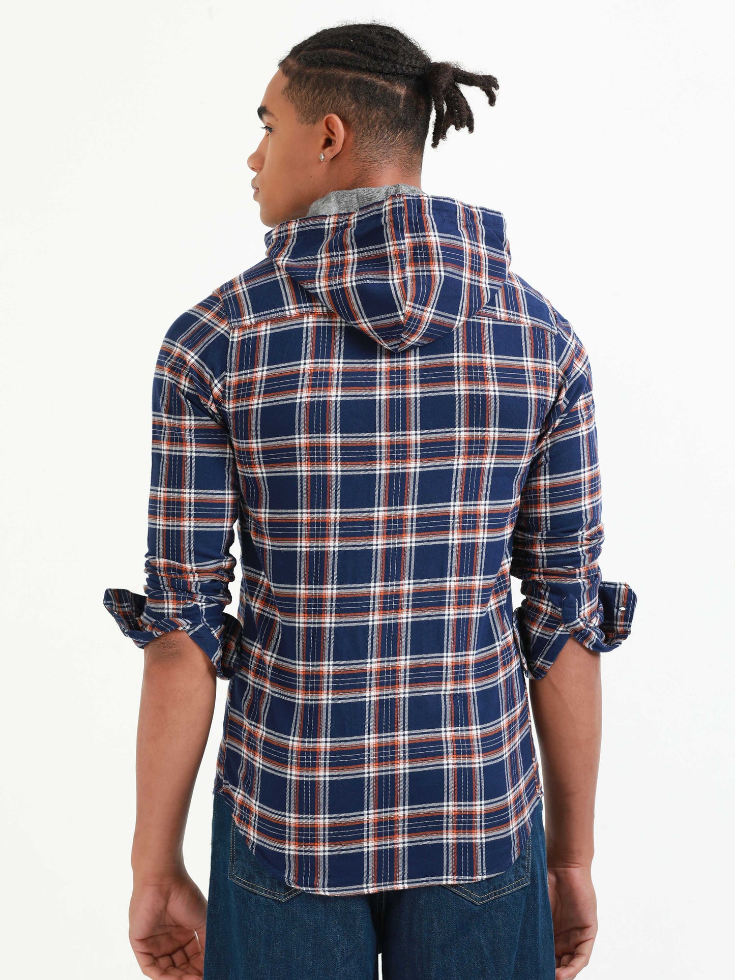 Freetown Nile Blue & Red Checks Hoodie