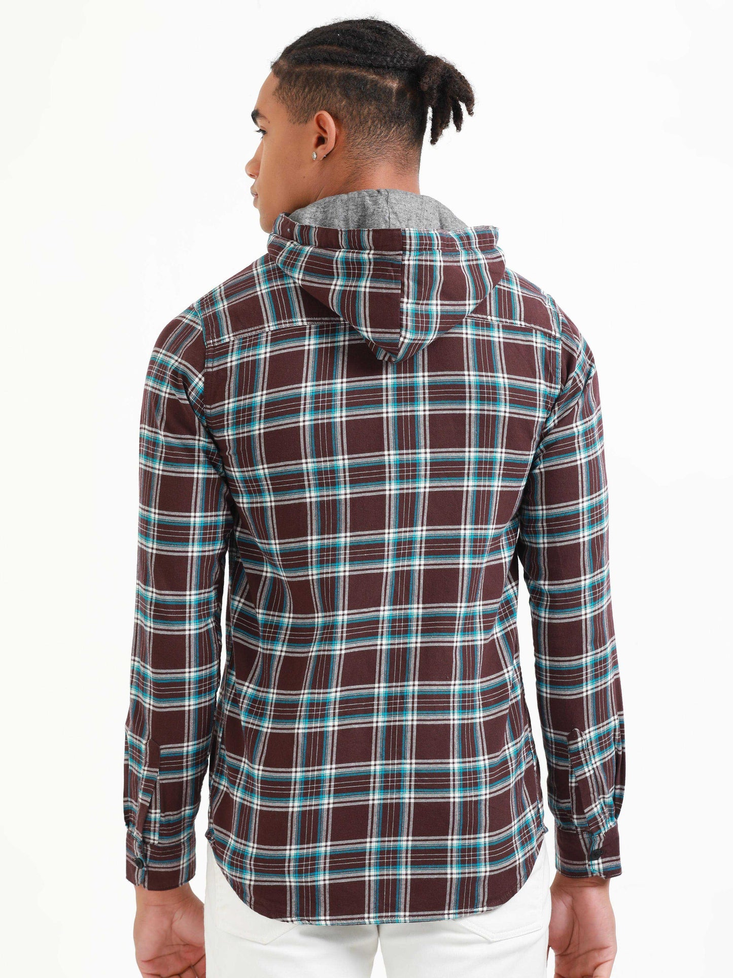 Freetown Crater Brown Checks Hoodie Shirt