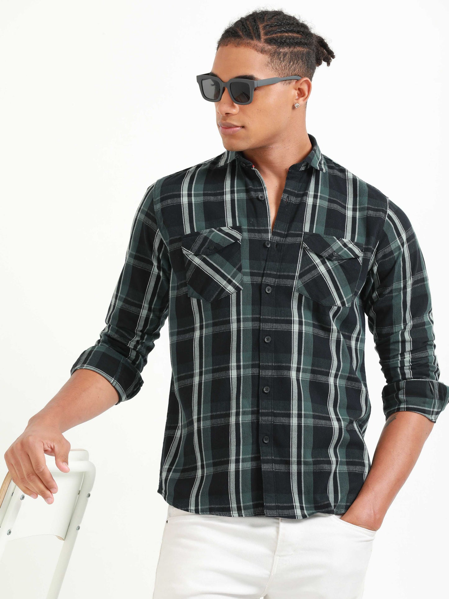 Phoenix Dark Jungle Green Check Shirt