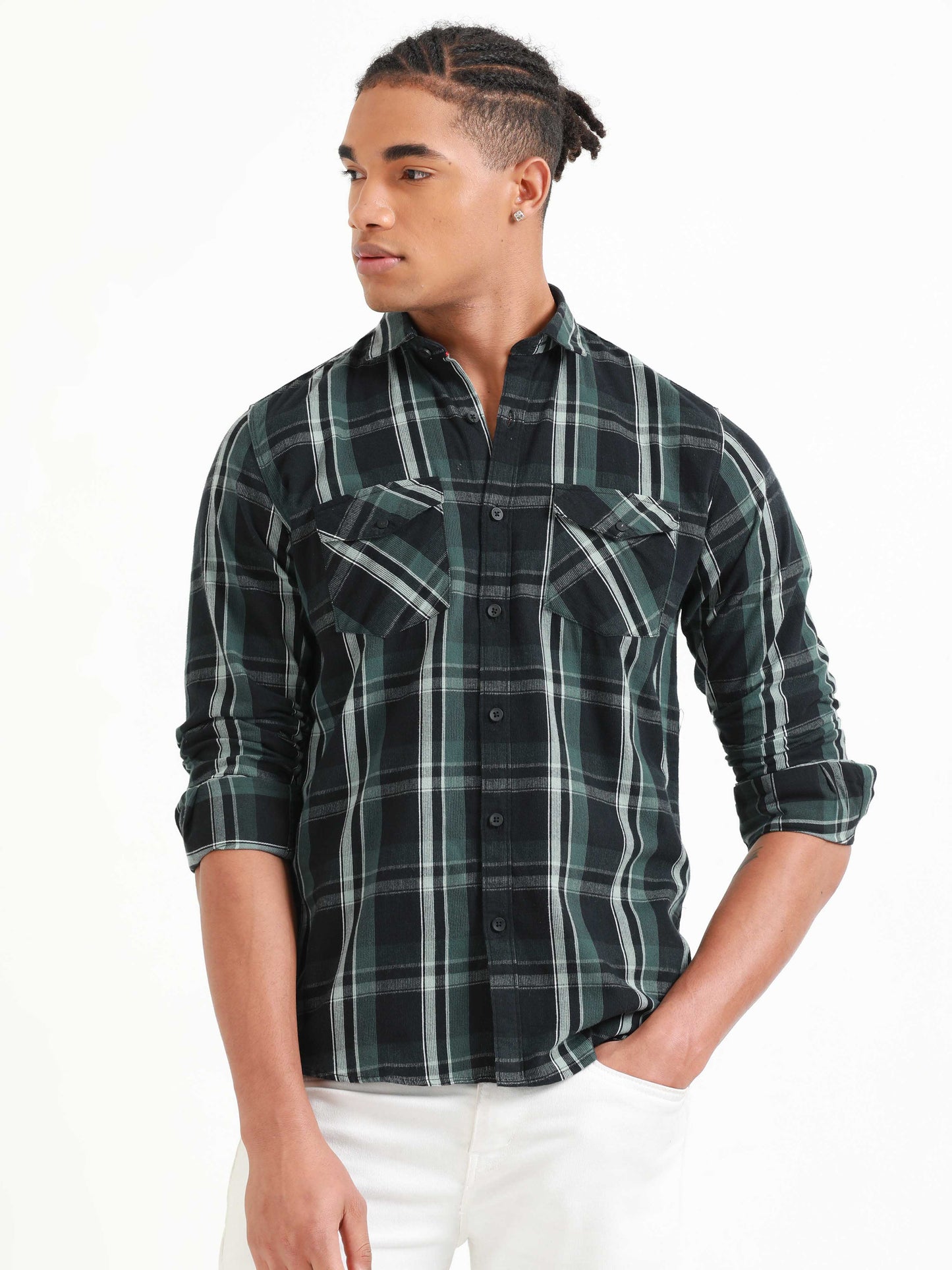 Phoenix Dark Jungle Green Check Shirt