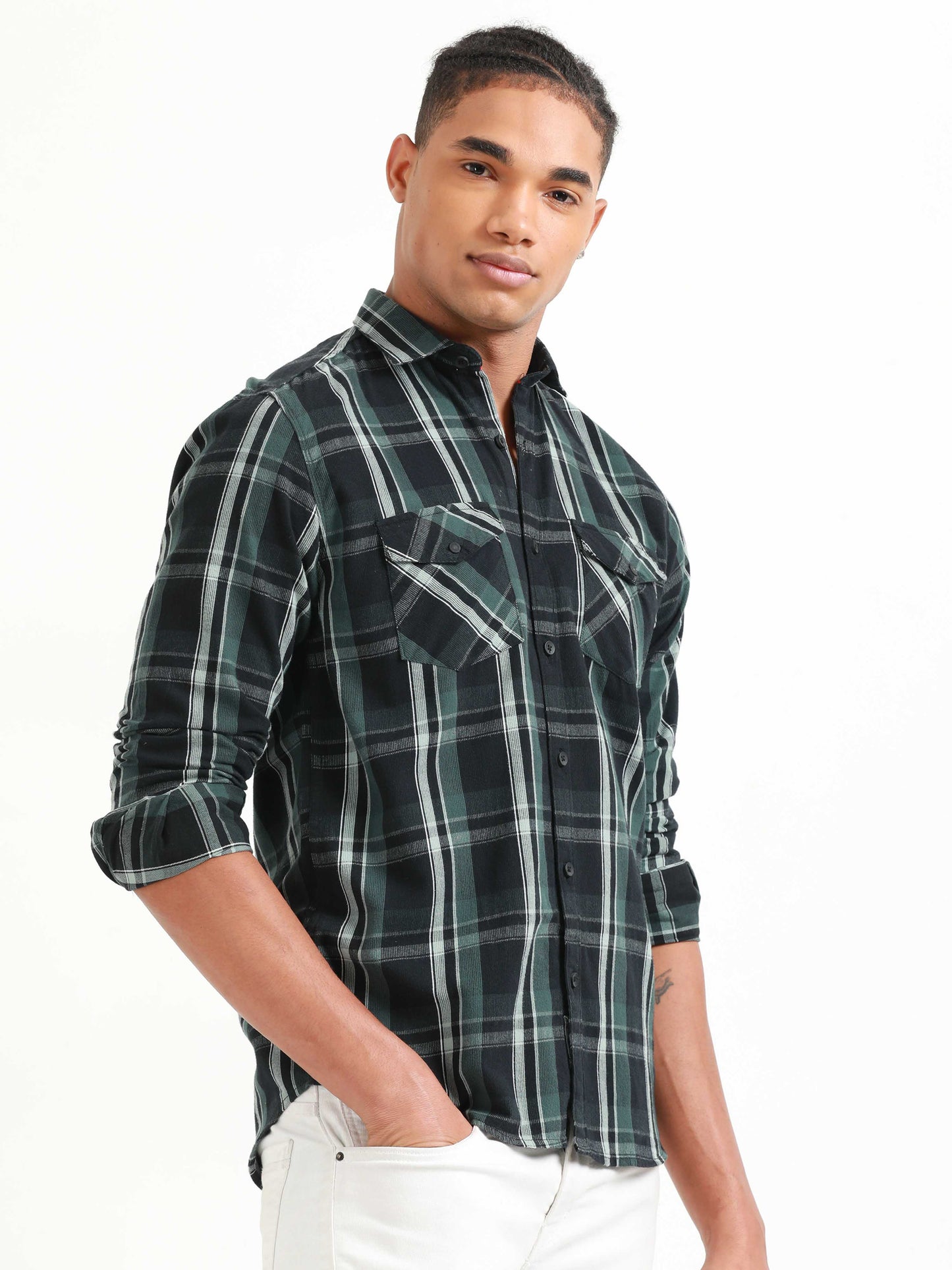 Phoenix Dark Jungle Green Check Shirt