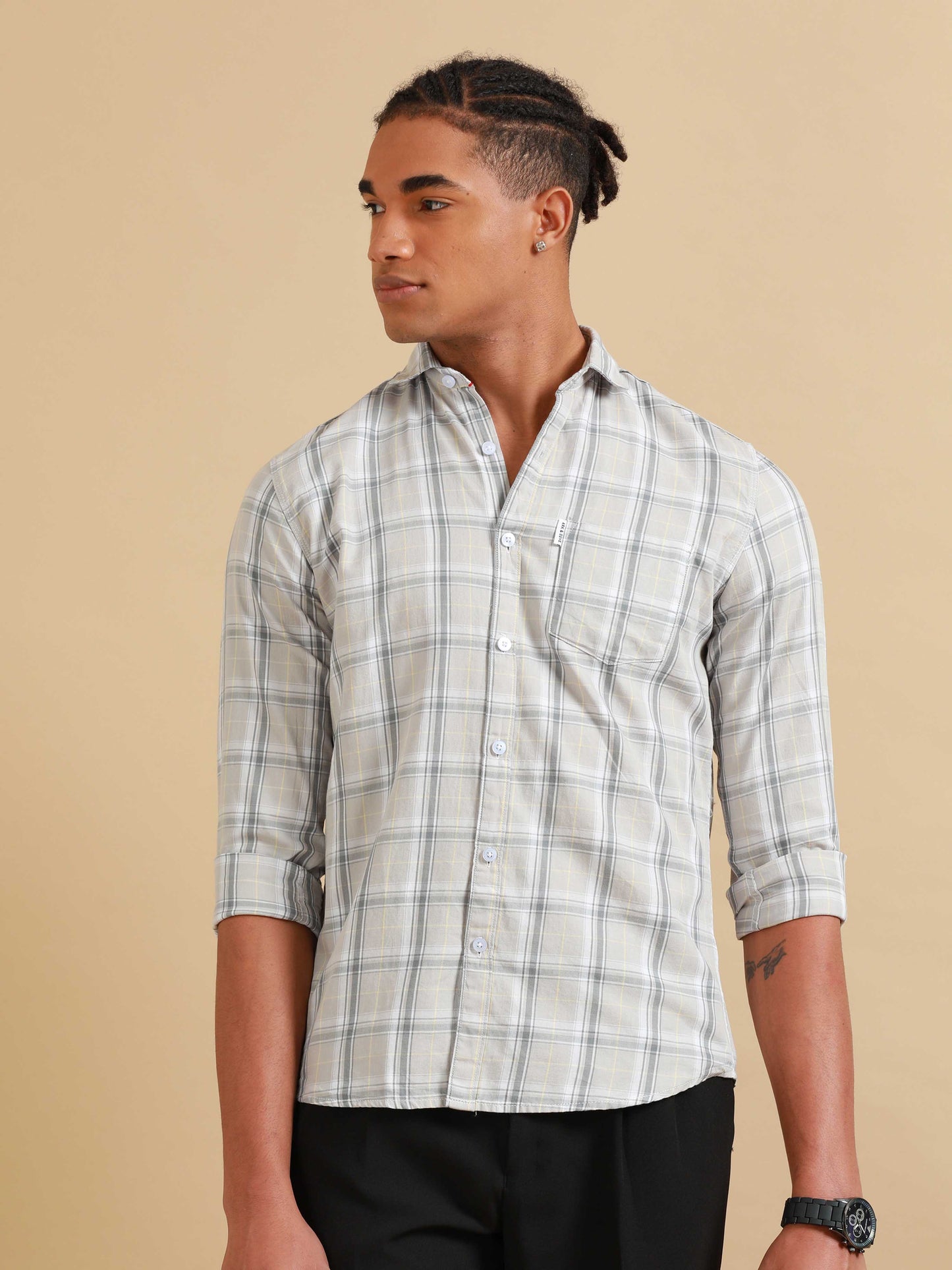 Kobe Grey Cloud Check Shirt