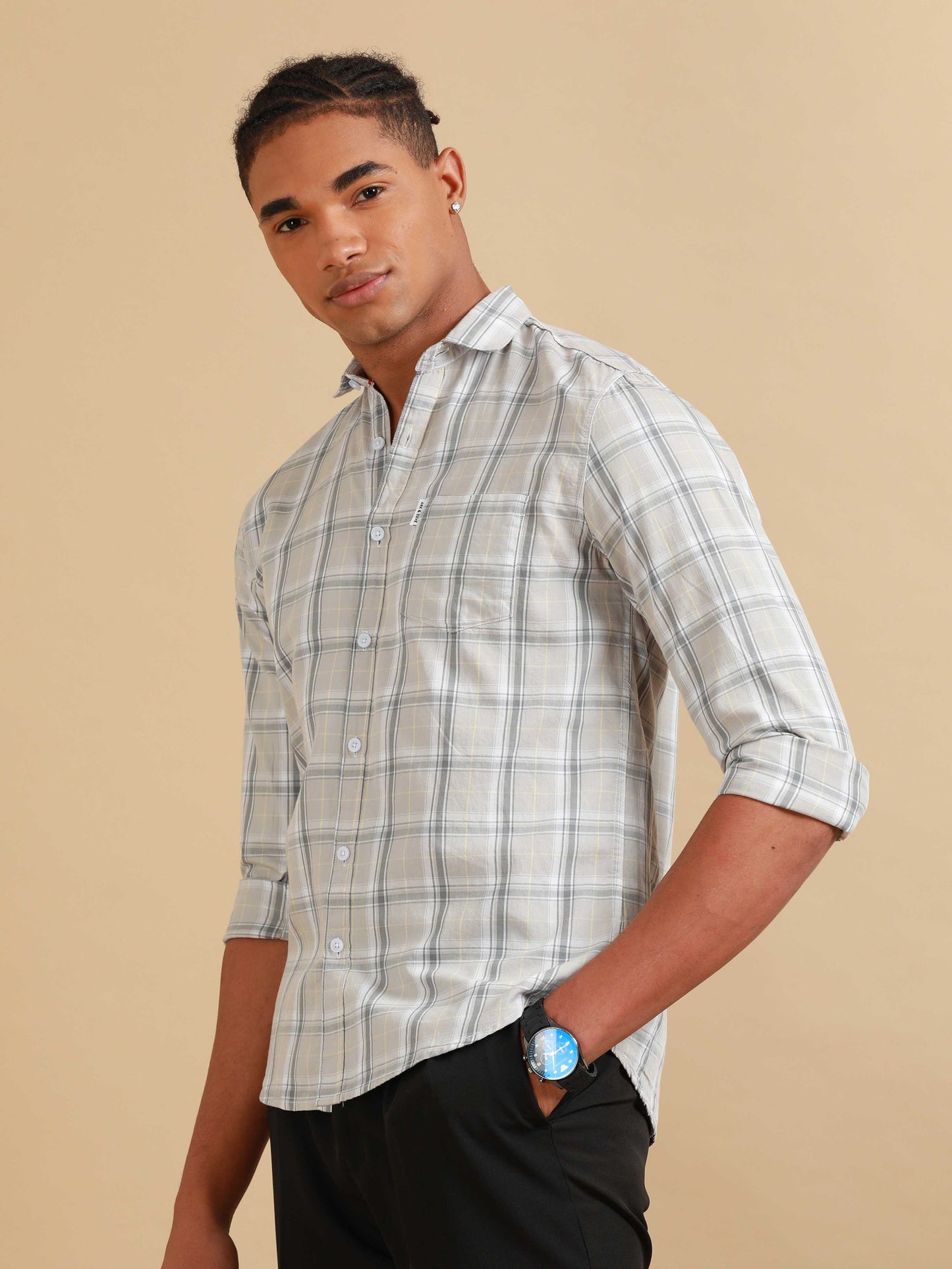 Kobe Grey Cloud Check Shirt