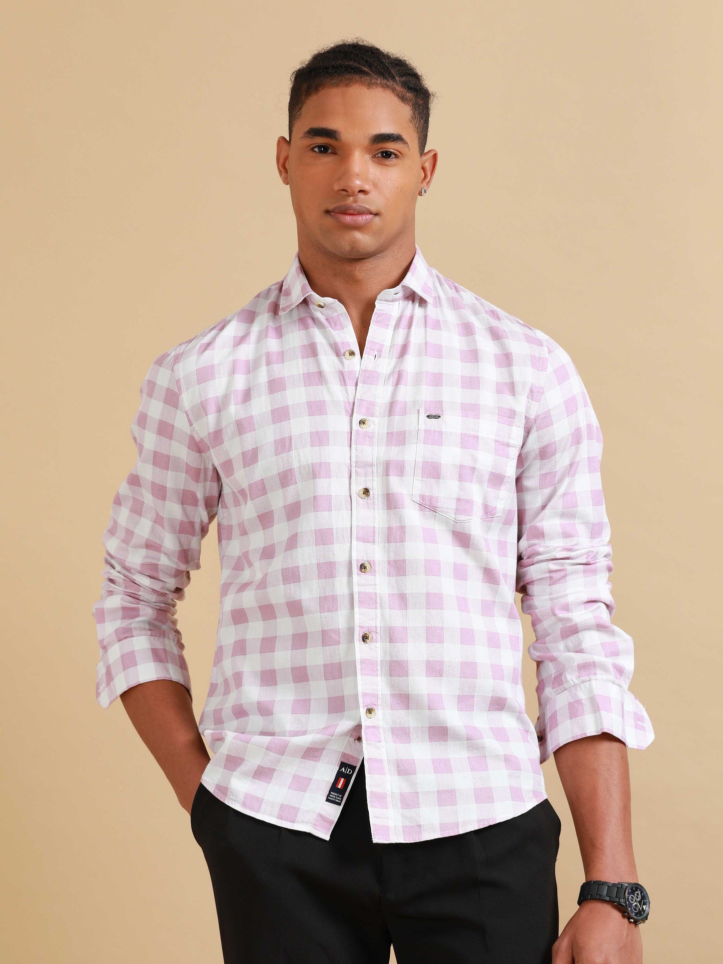 Ufa Pink & White Check Shirt