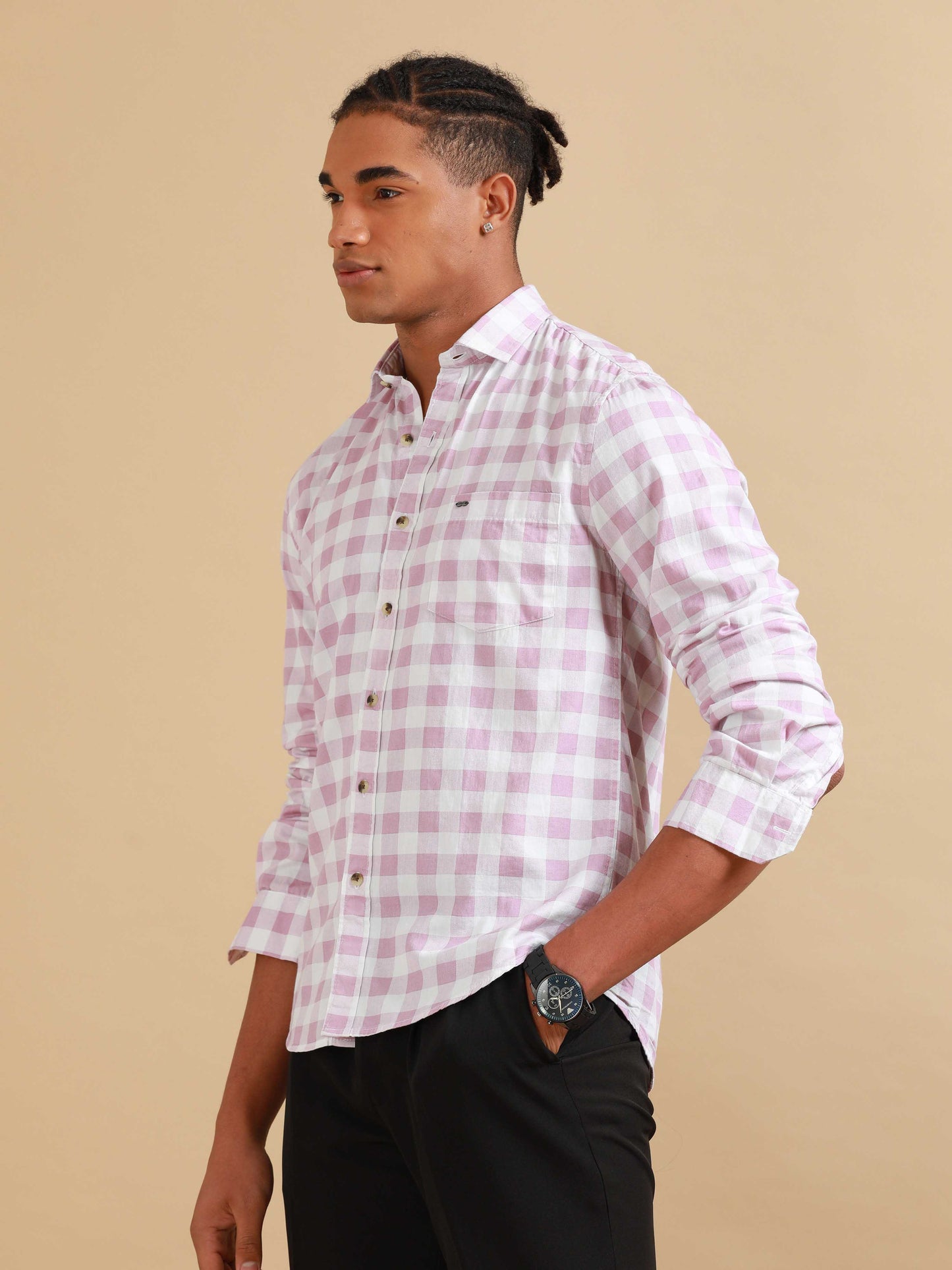 Ufa Pink & White Check Shirt