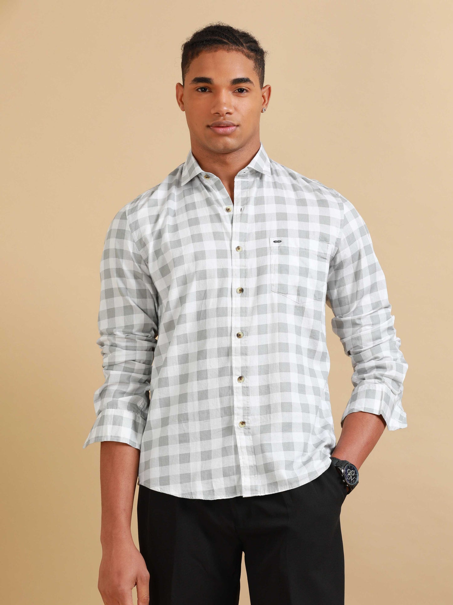 Ufa Pastel Grey Check Shirt