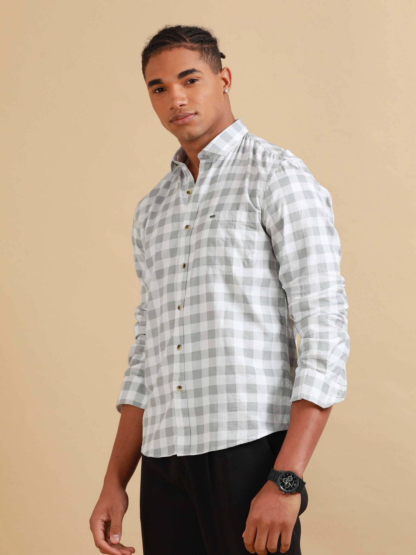 Ufa Pastel Grey Check Shirt