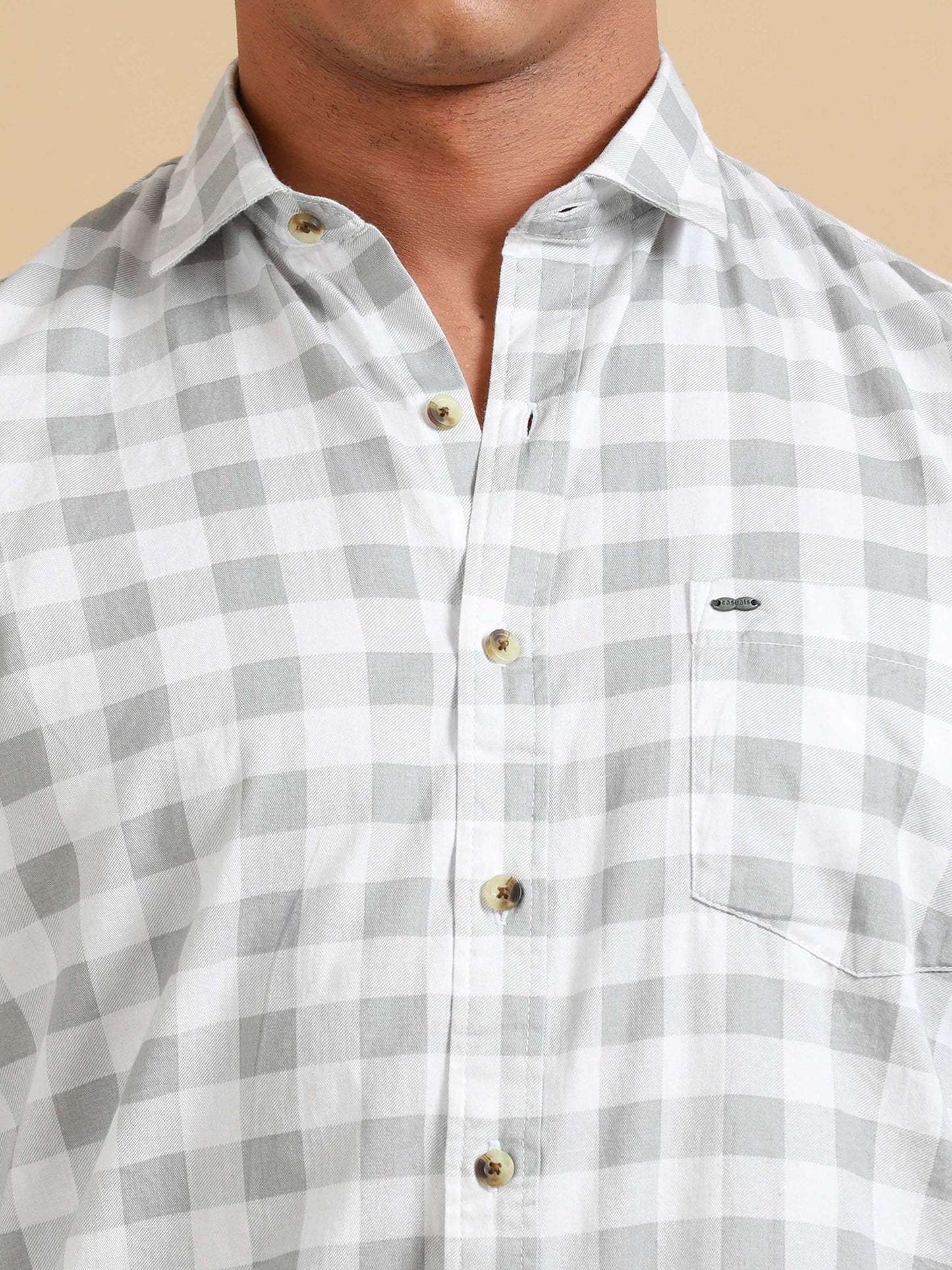 Ufa Pastel Grey Check Shirt