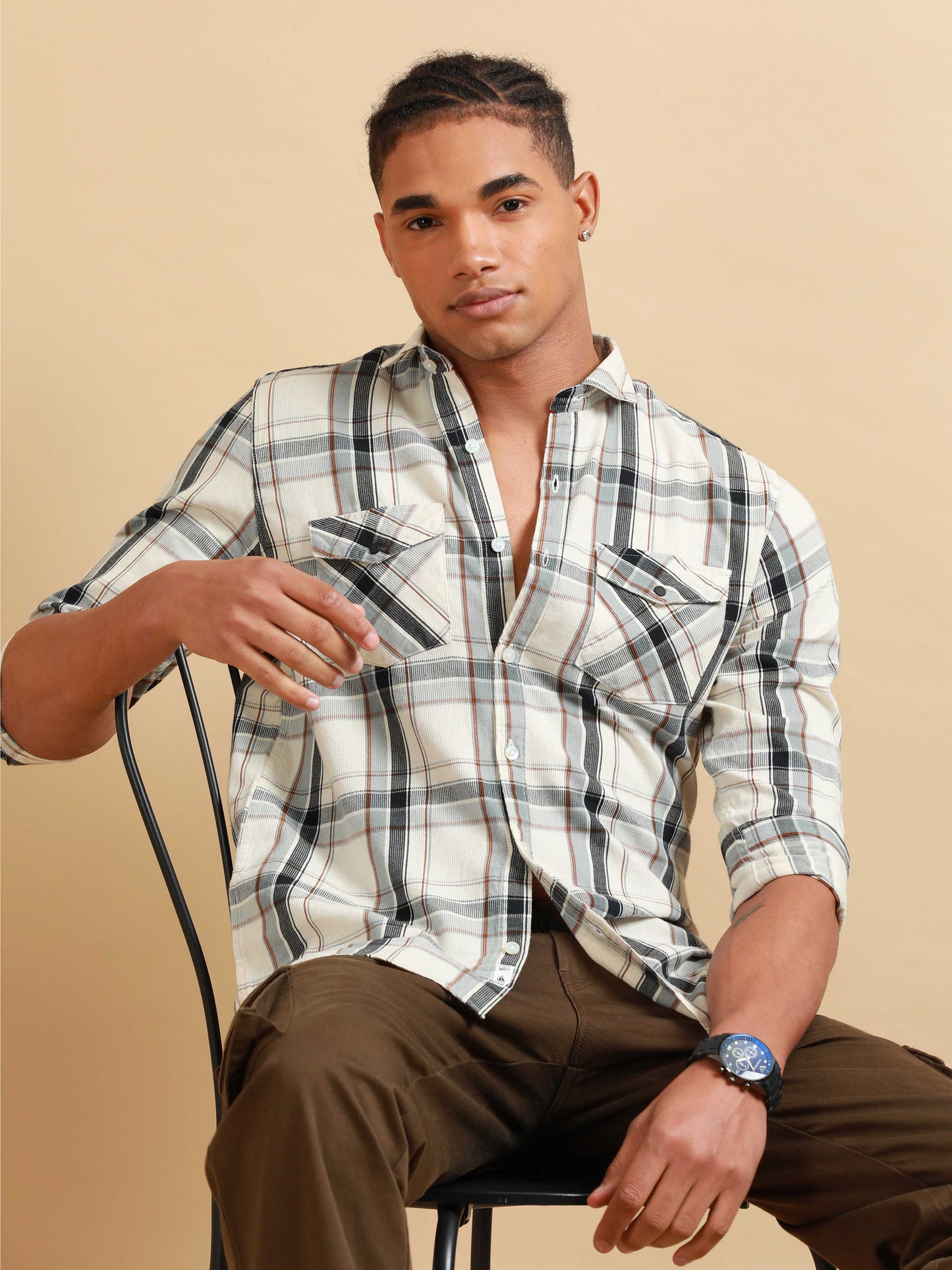 Phoenix Beige Check Shirt