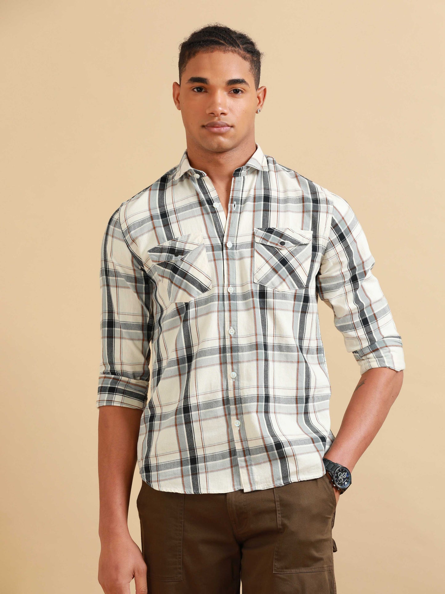 Phoenix Beige Check Shirt