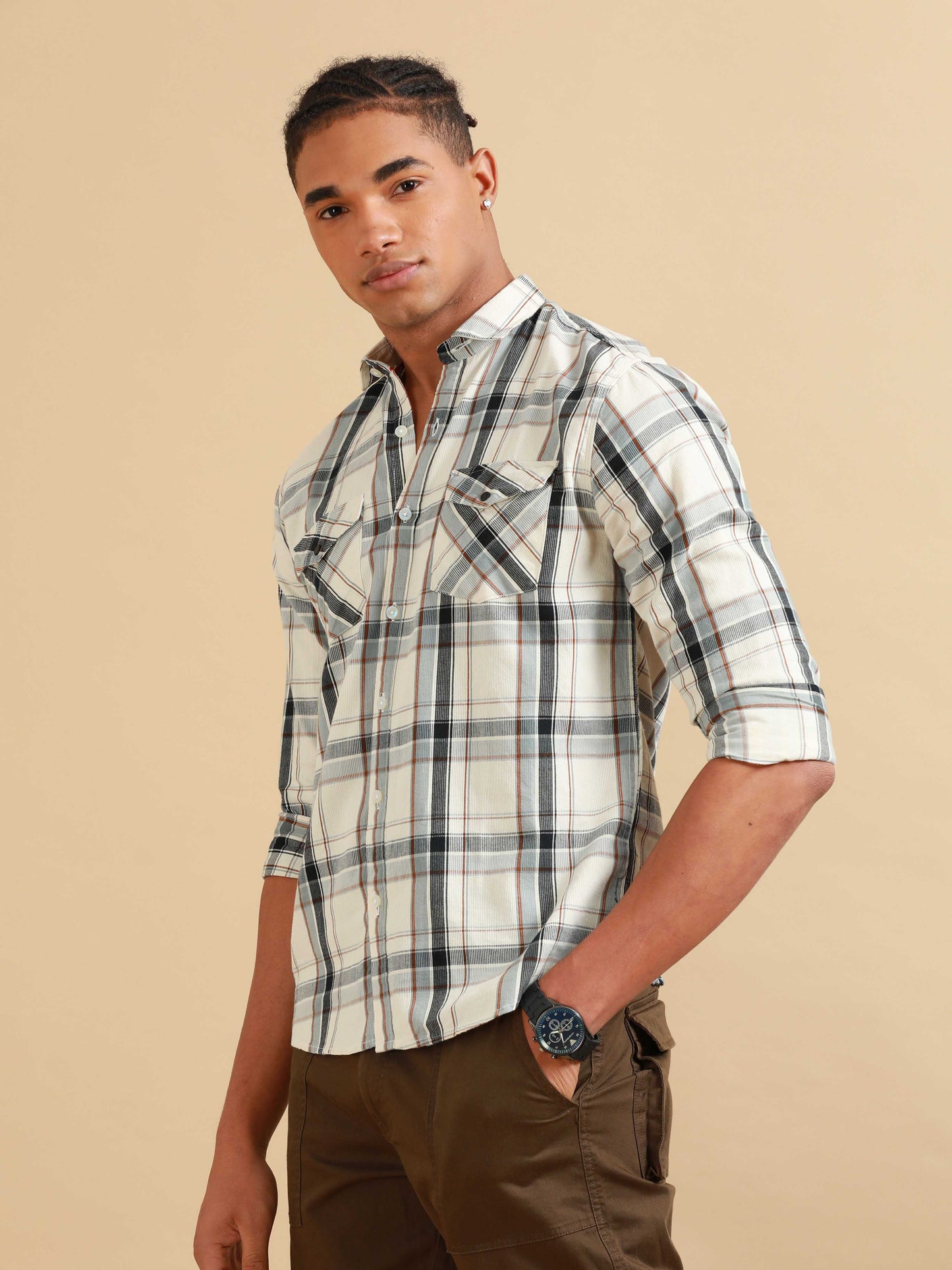 Phoenix Beige Check Shirt