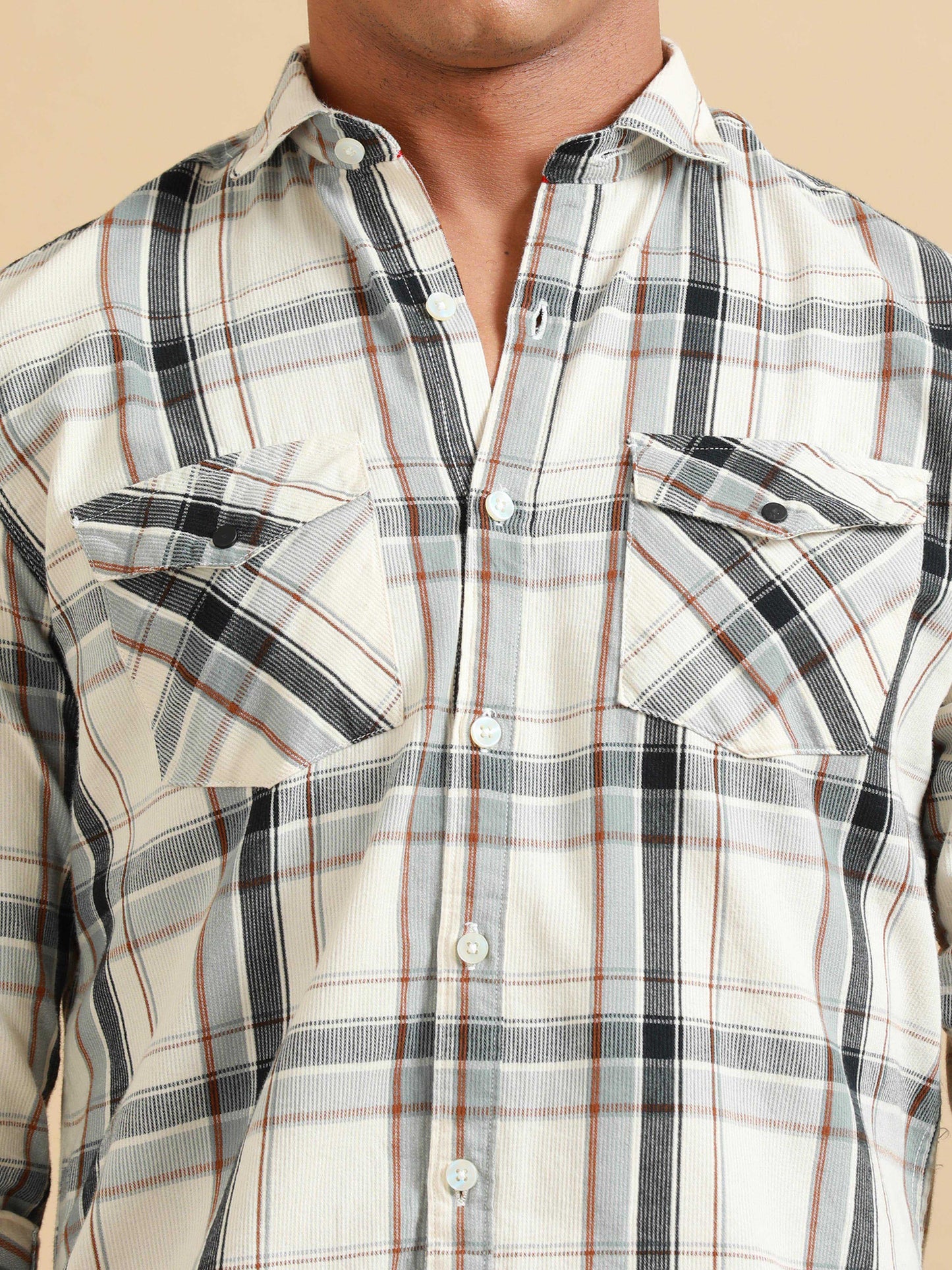 Phoenix Beige Check Shirt