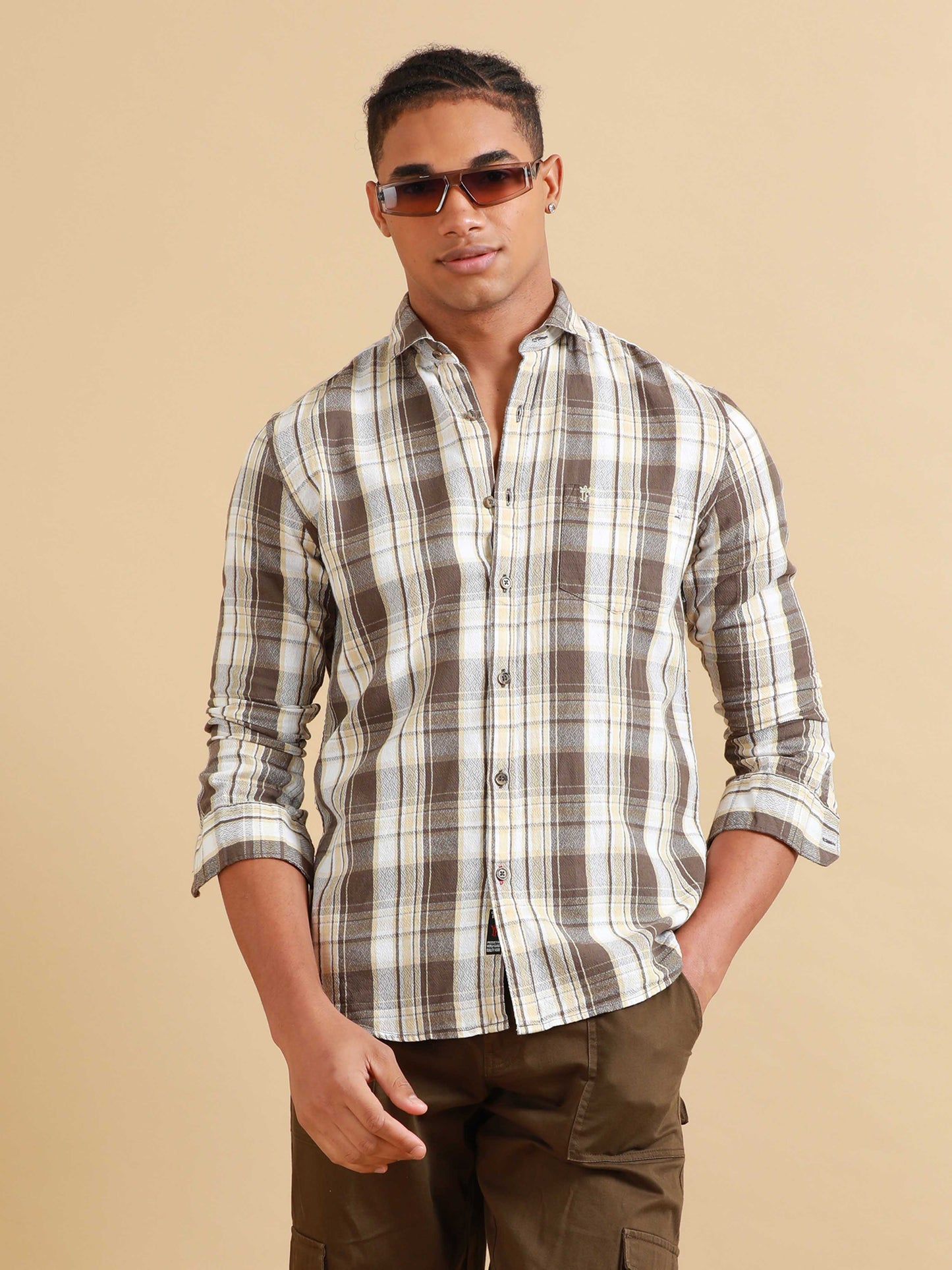 Kobe Brown & Beige Check Shirt