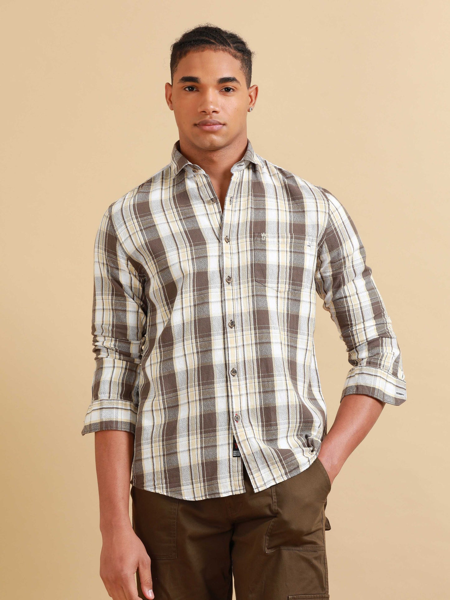 Kobe Brown & Beige Check Shirt