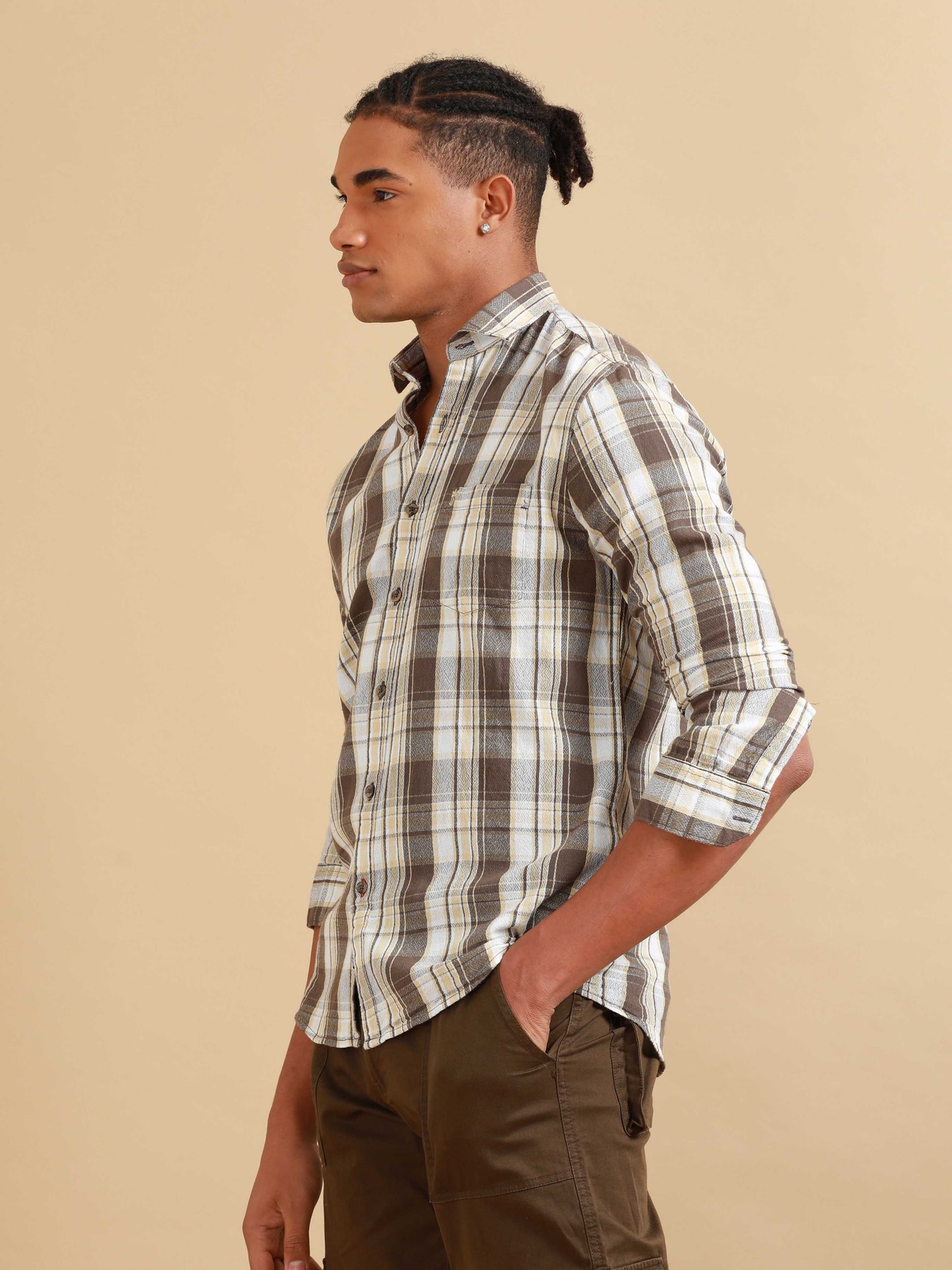 Kobe Brown & Beige Check Shirt