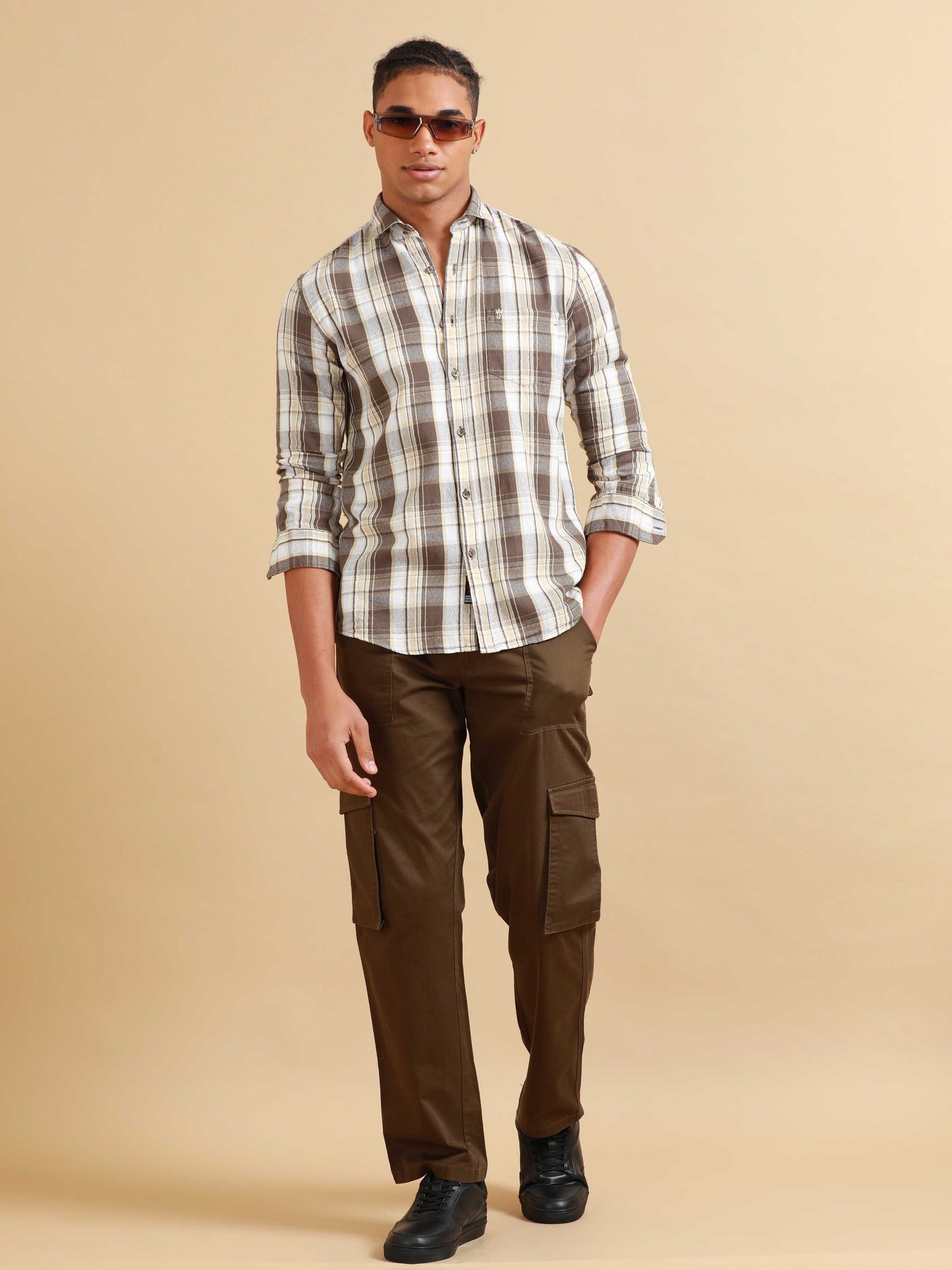 Kobe Brown & Beige Check Shirt