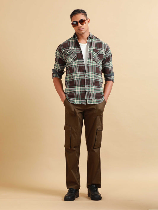 Freetown Brown & Green Check Shirt