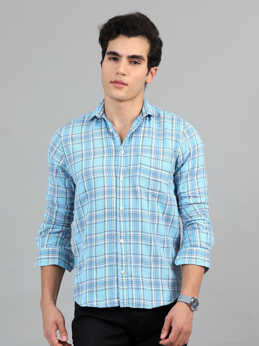 Hanoi Dark Pastel Blue Timeless Check Shirt