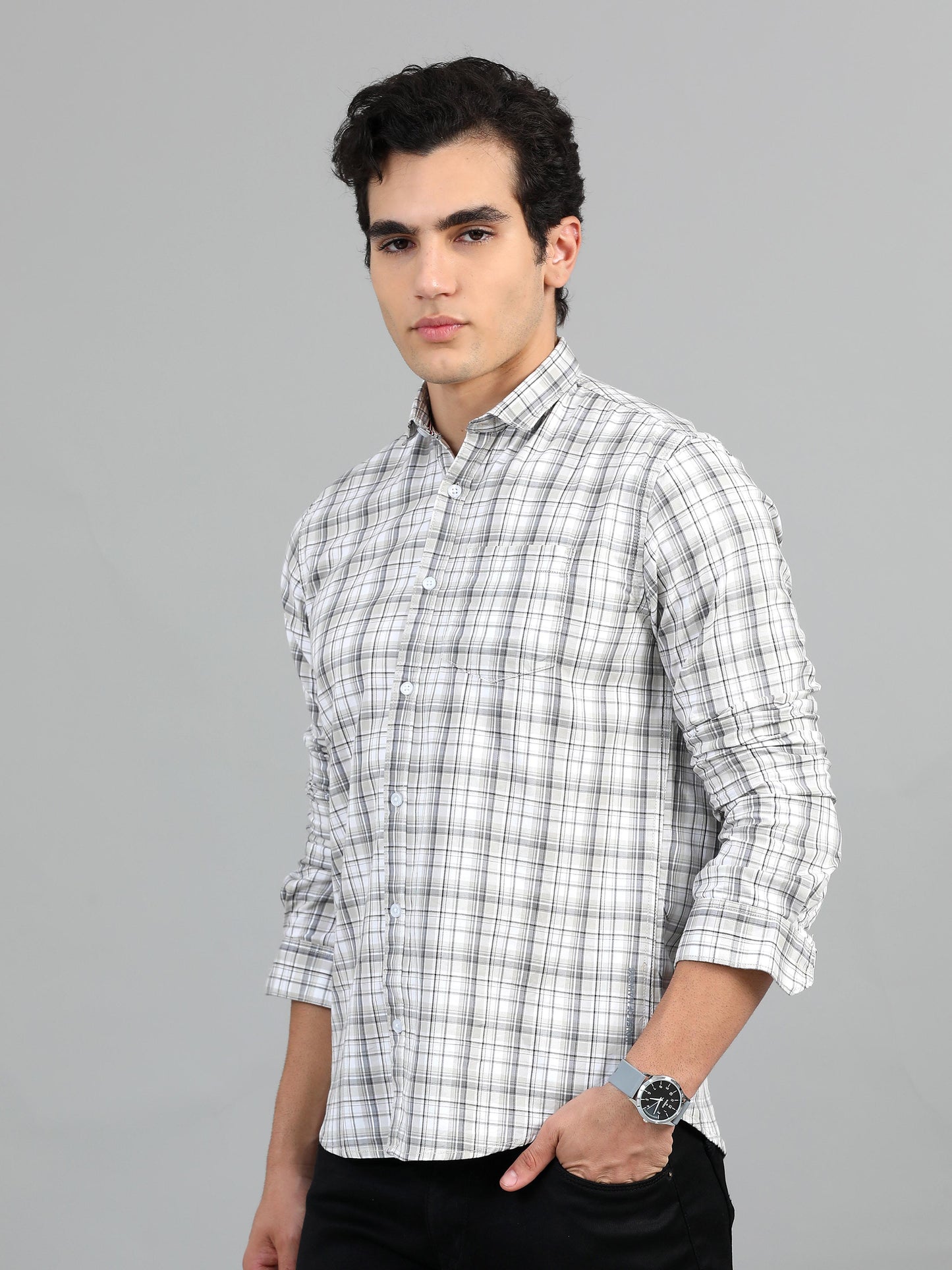 Lagos Natural grey Timeless check shirt