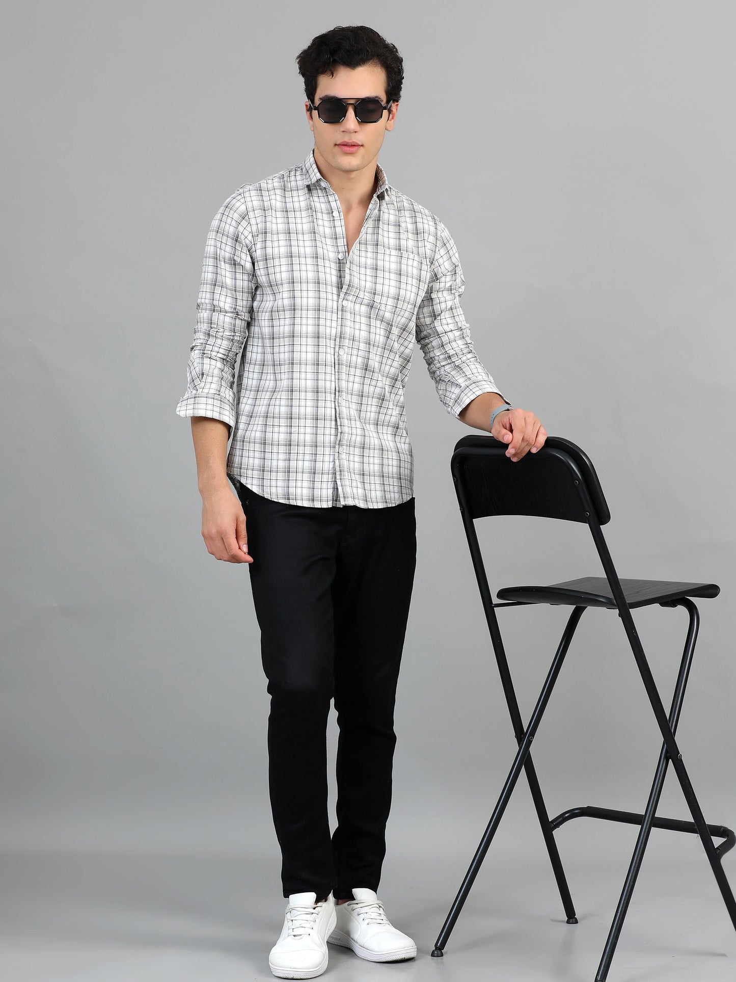 Lagos Natural grey Timeless check shirt