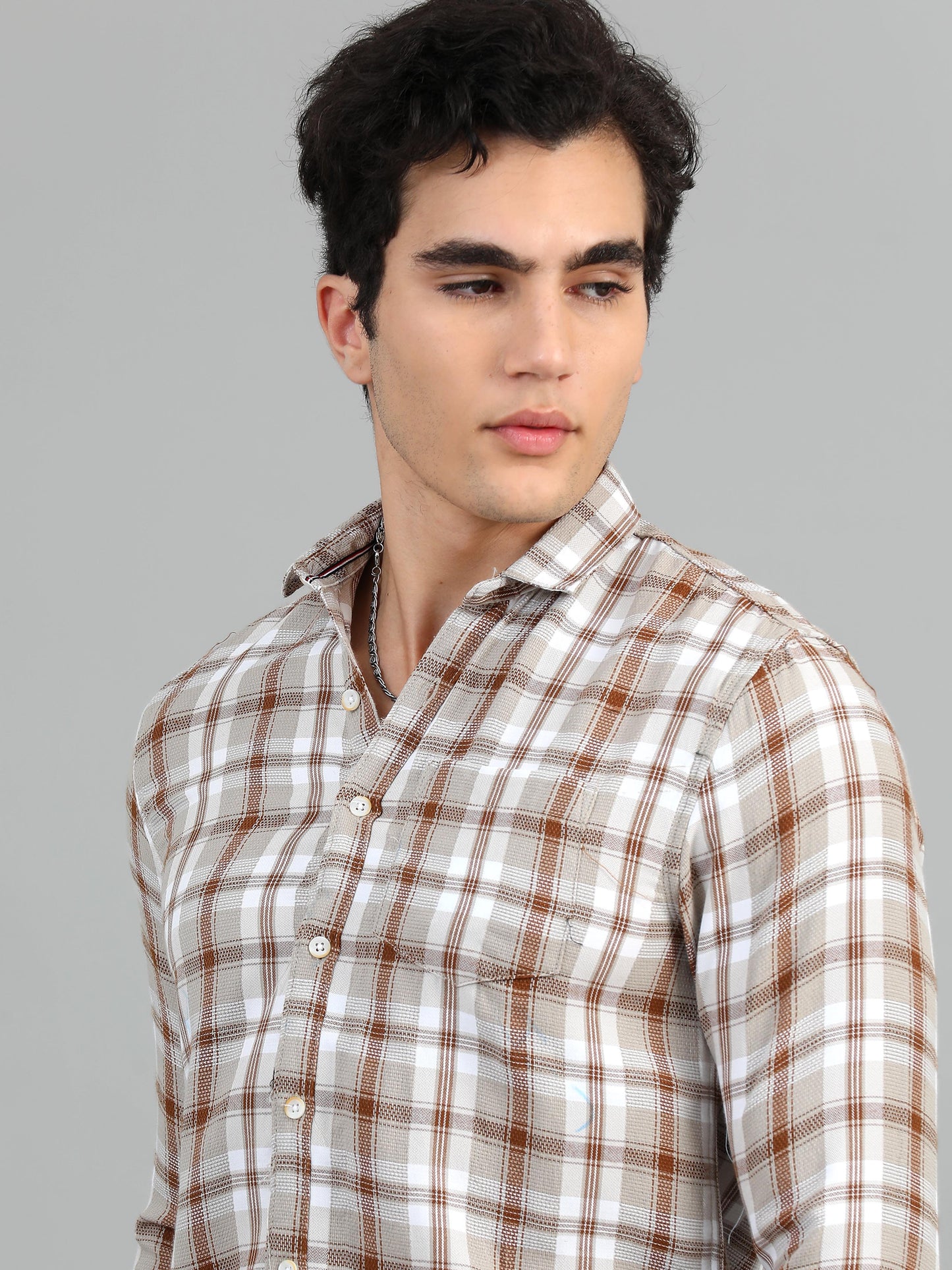 Hanoi Grey brown Timeless check shirt