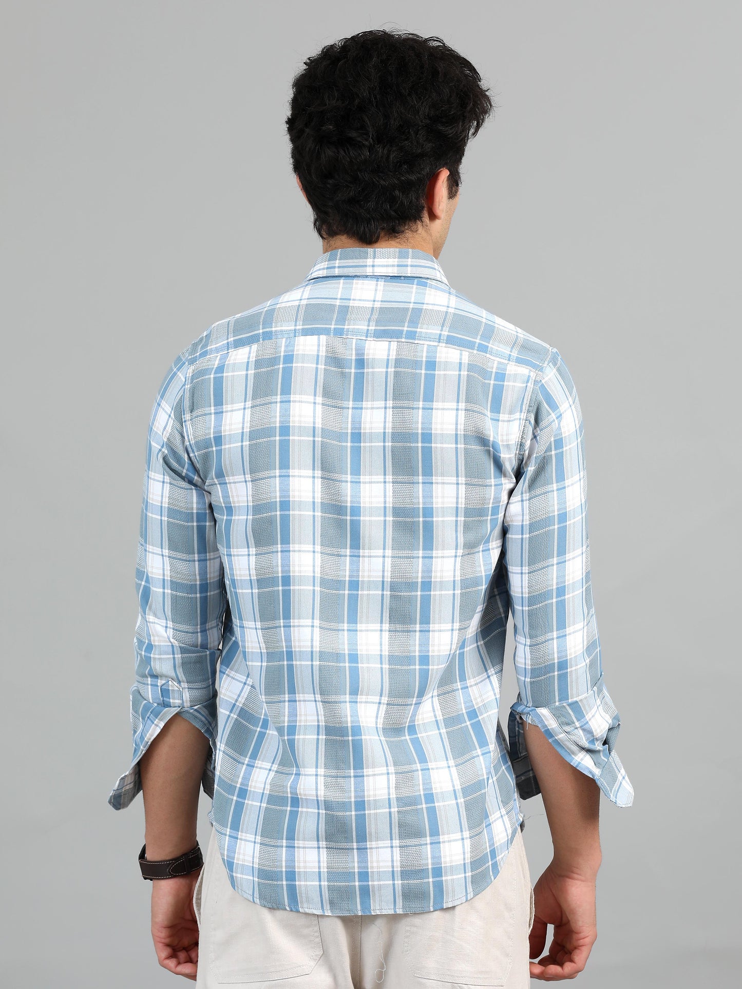 Hanoi Light grey blue Timeless check shirt