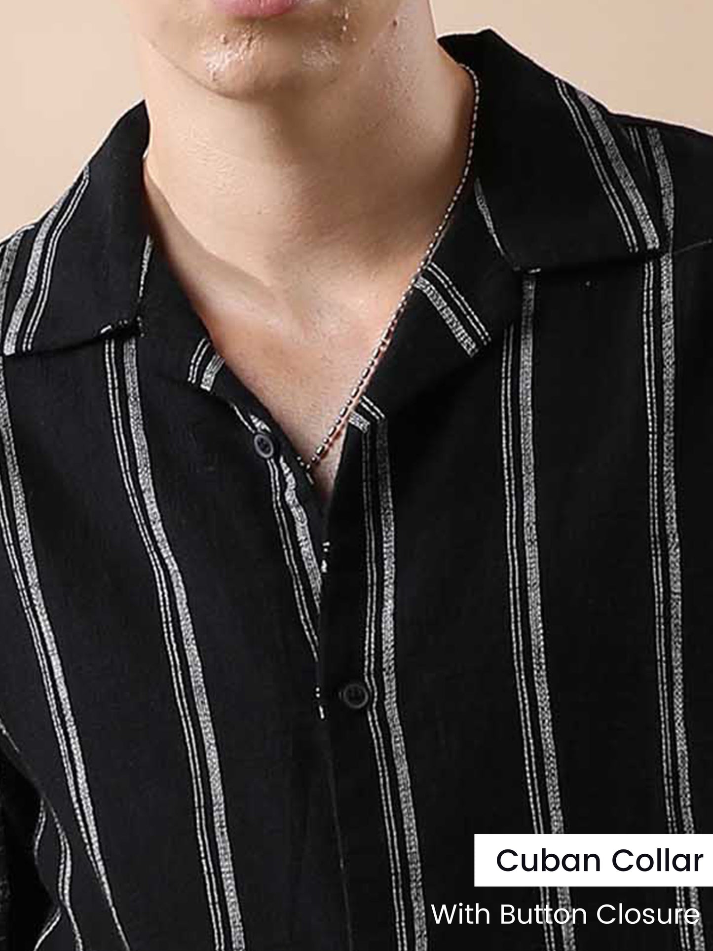 Dobby Stripes Cuban Collar Shirt