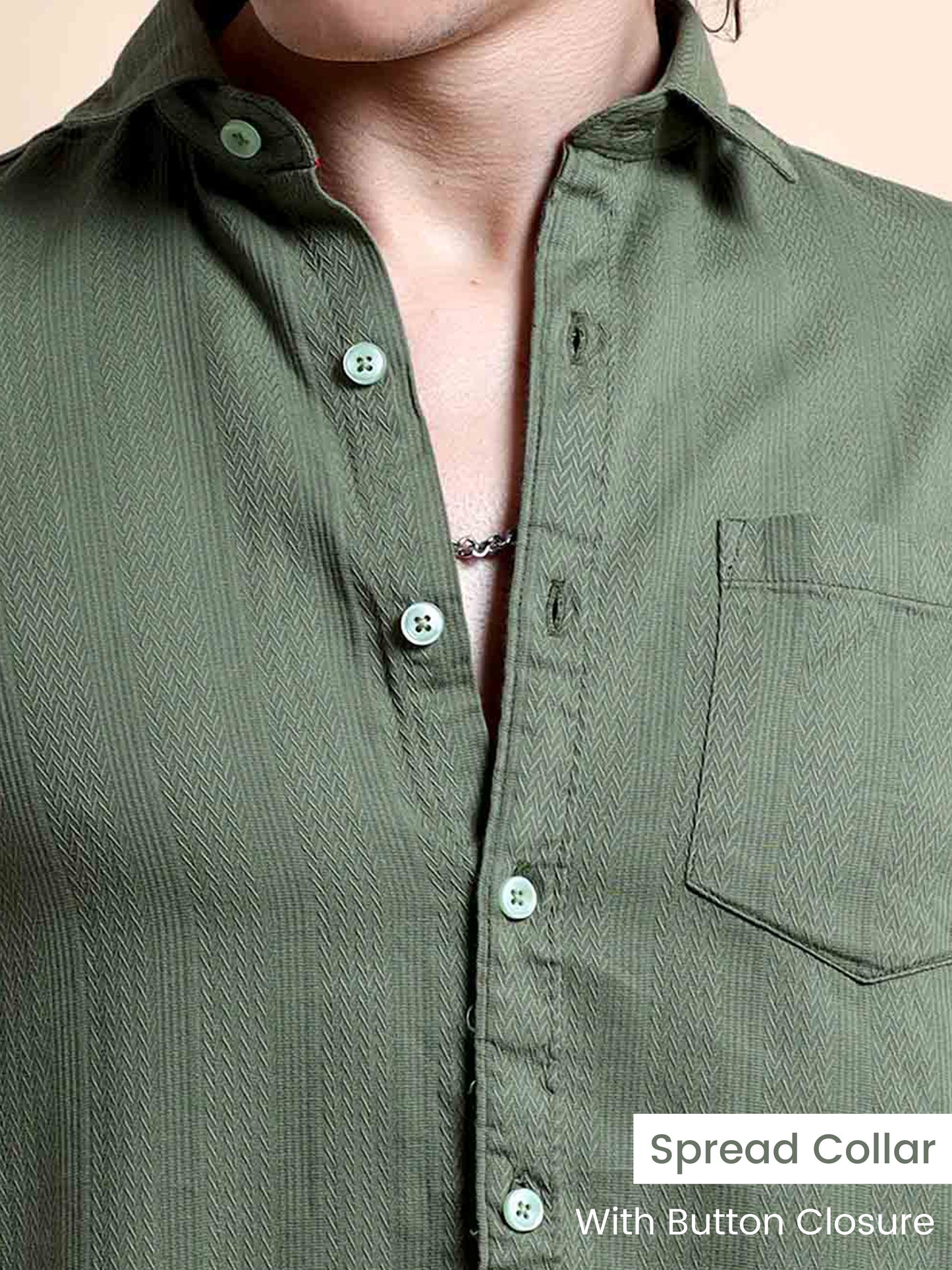 Sage Green Self Dobby Shirt