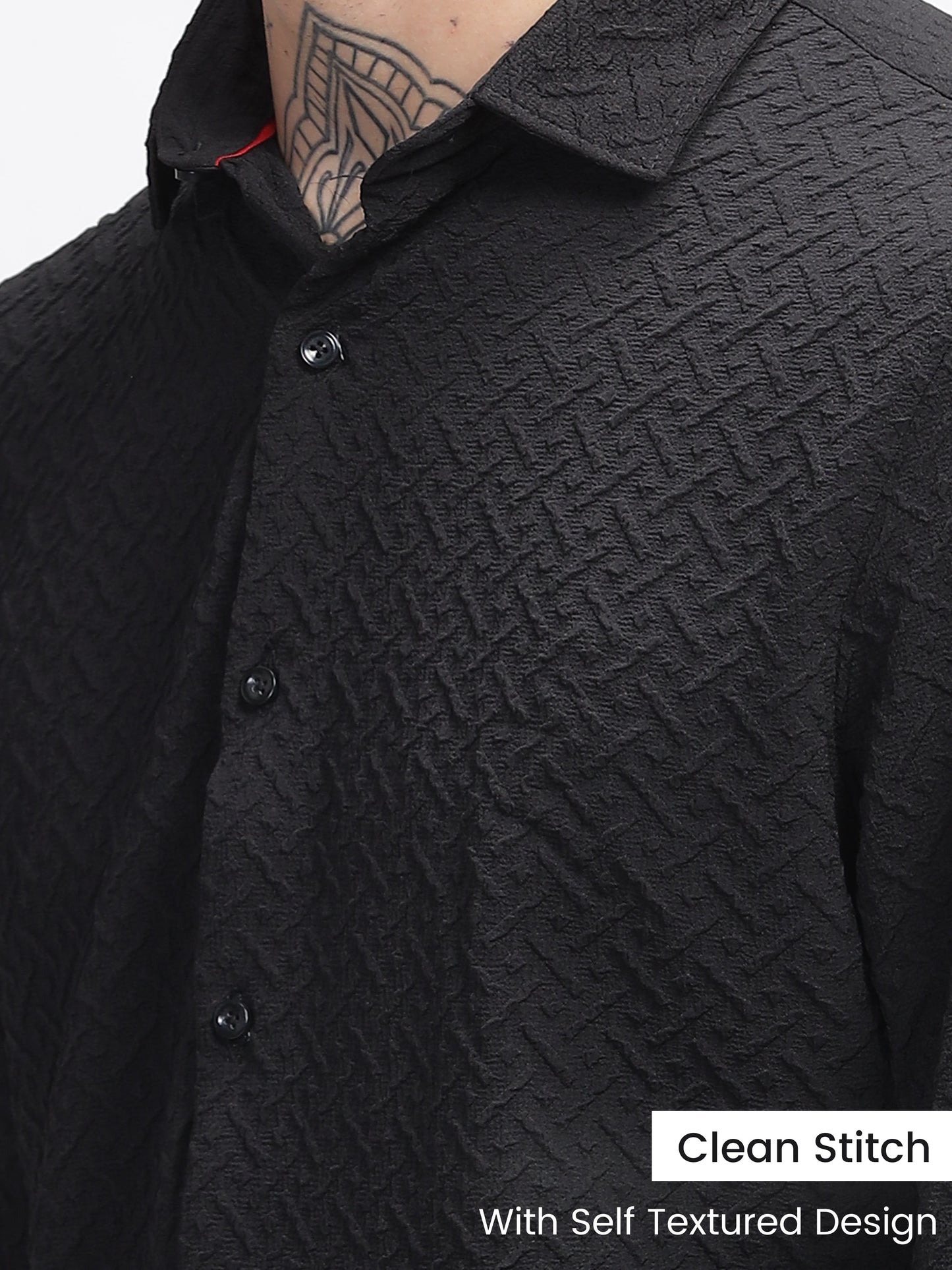 Shadowed Mesh Self Textured Shirt