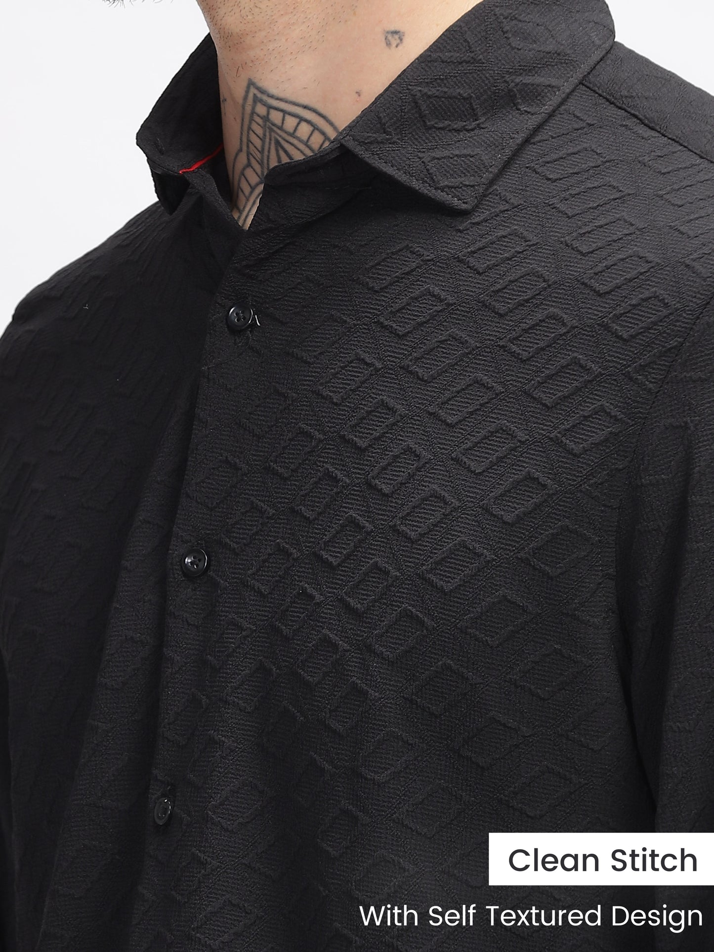 Noir Ripple Self Textured Shirt