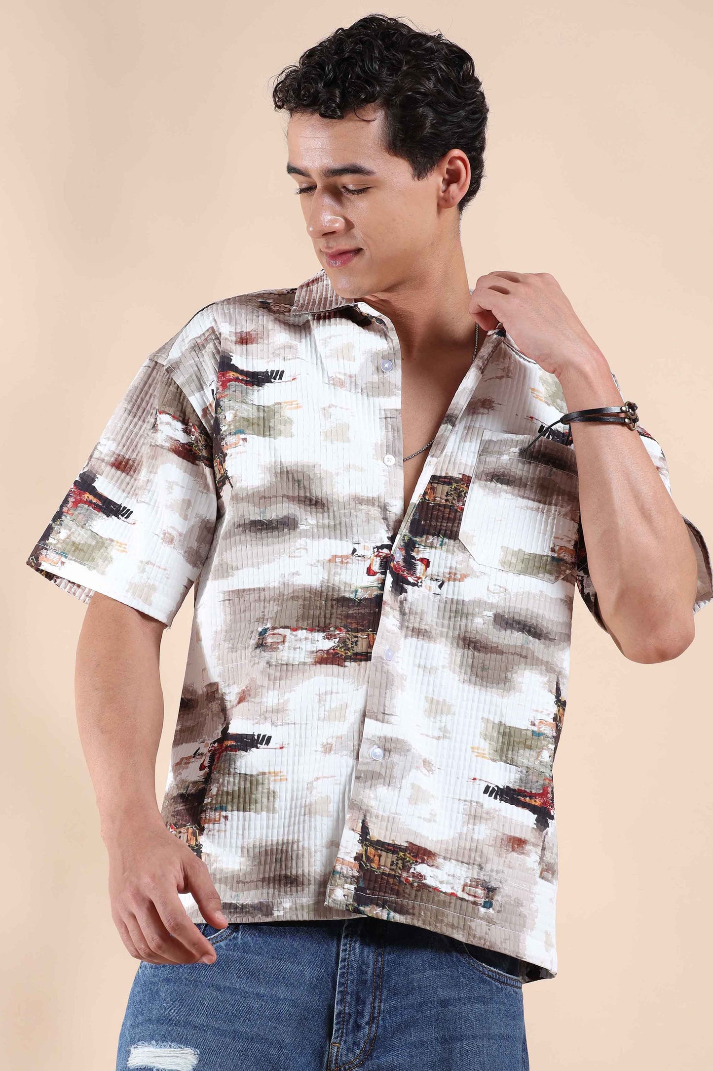 Muliti Color Pixel Play Oversized Shirt Men