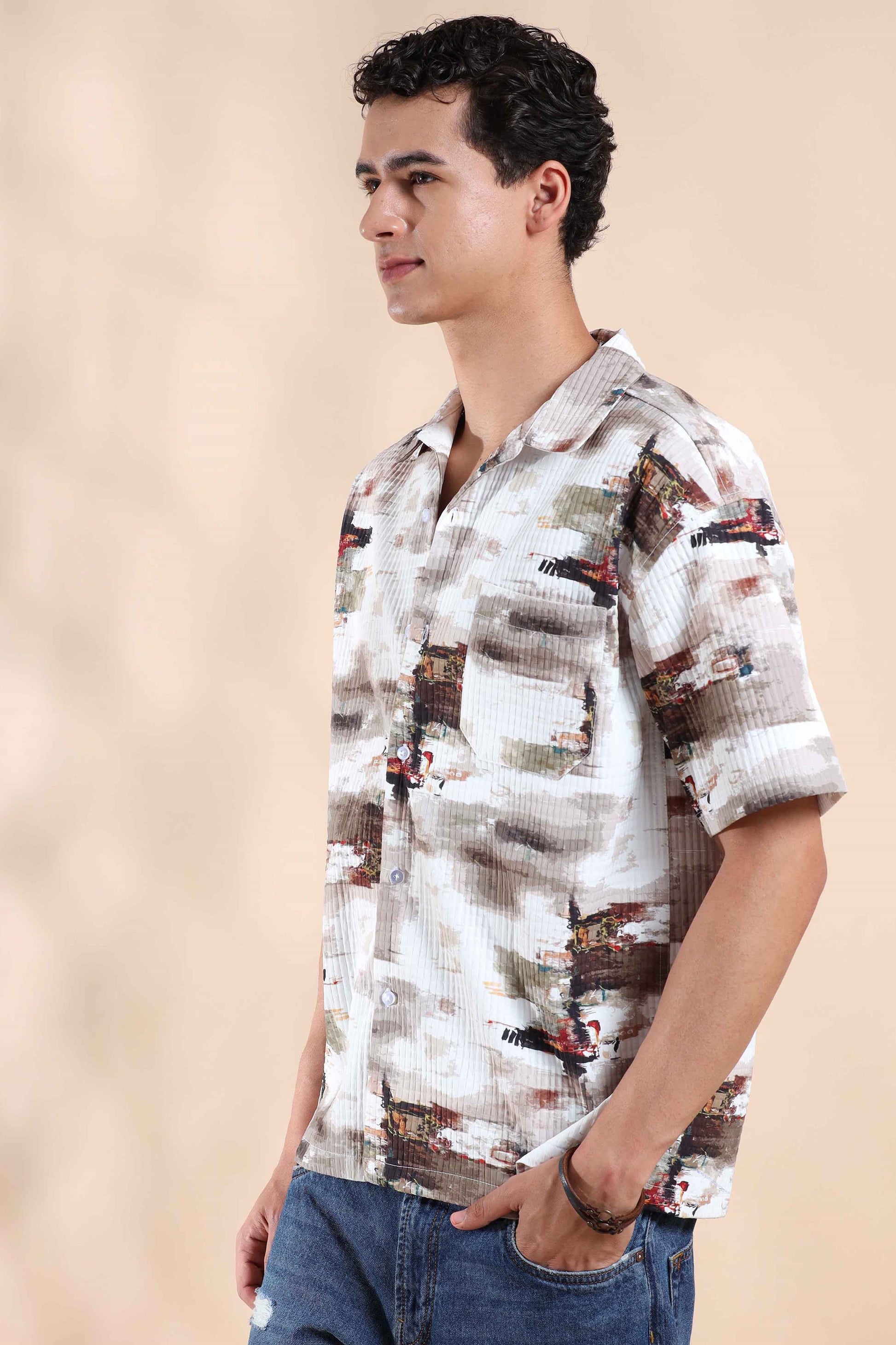 Muliti Color Pixel Play Oversized Shirt Men