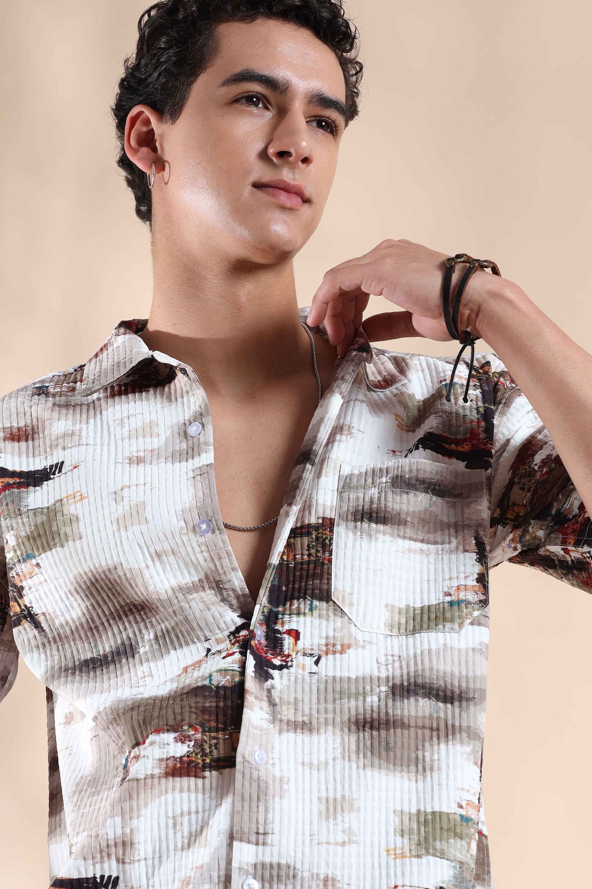 Muliti Color Pixel Play Oversized Shirt Men